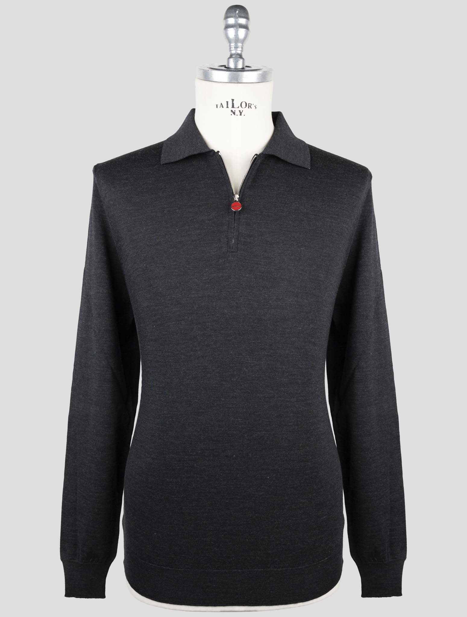 Kiton Dark Gray Wool Sweater Polo