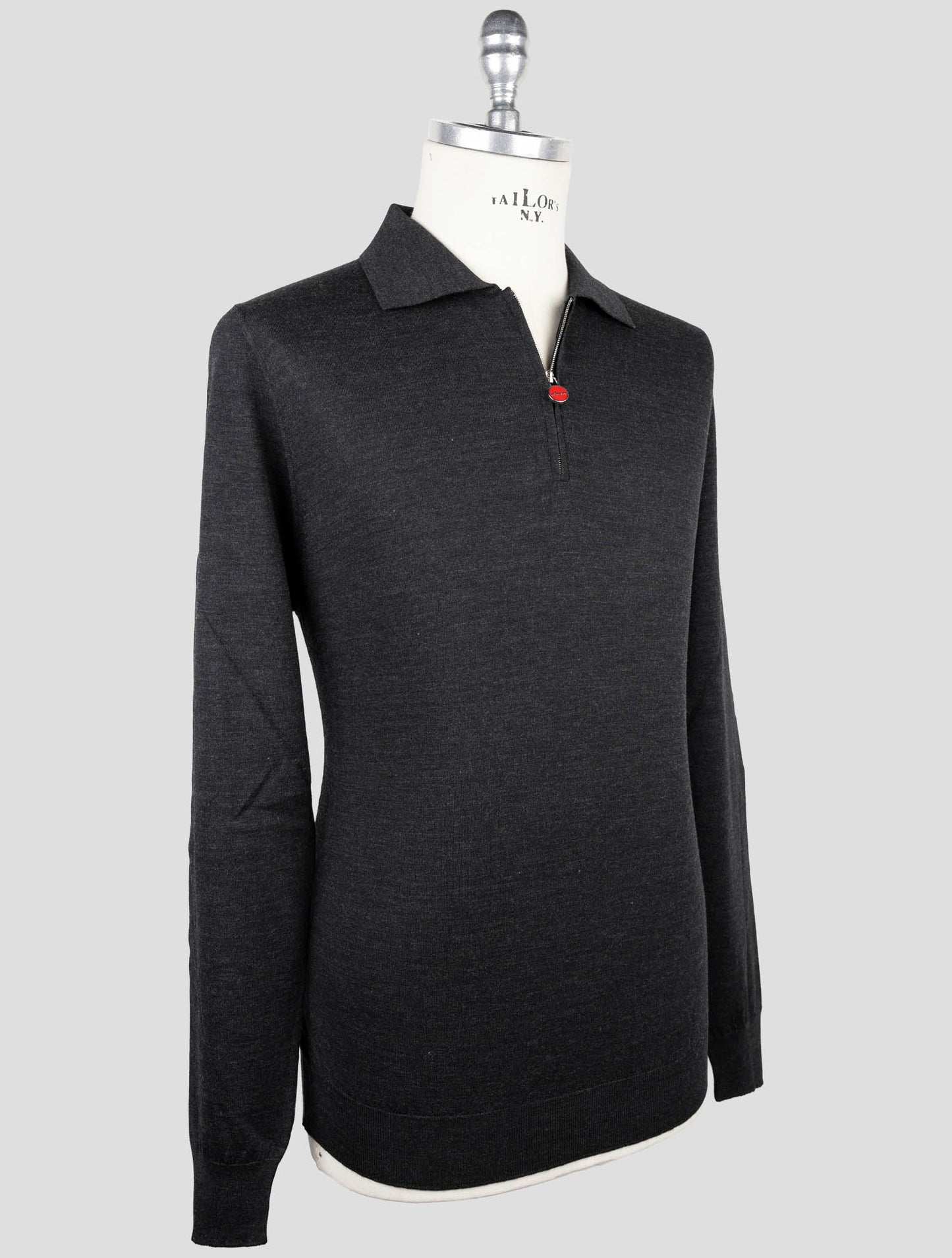 Kiton Dark Gray Wool Sweater Polo