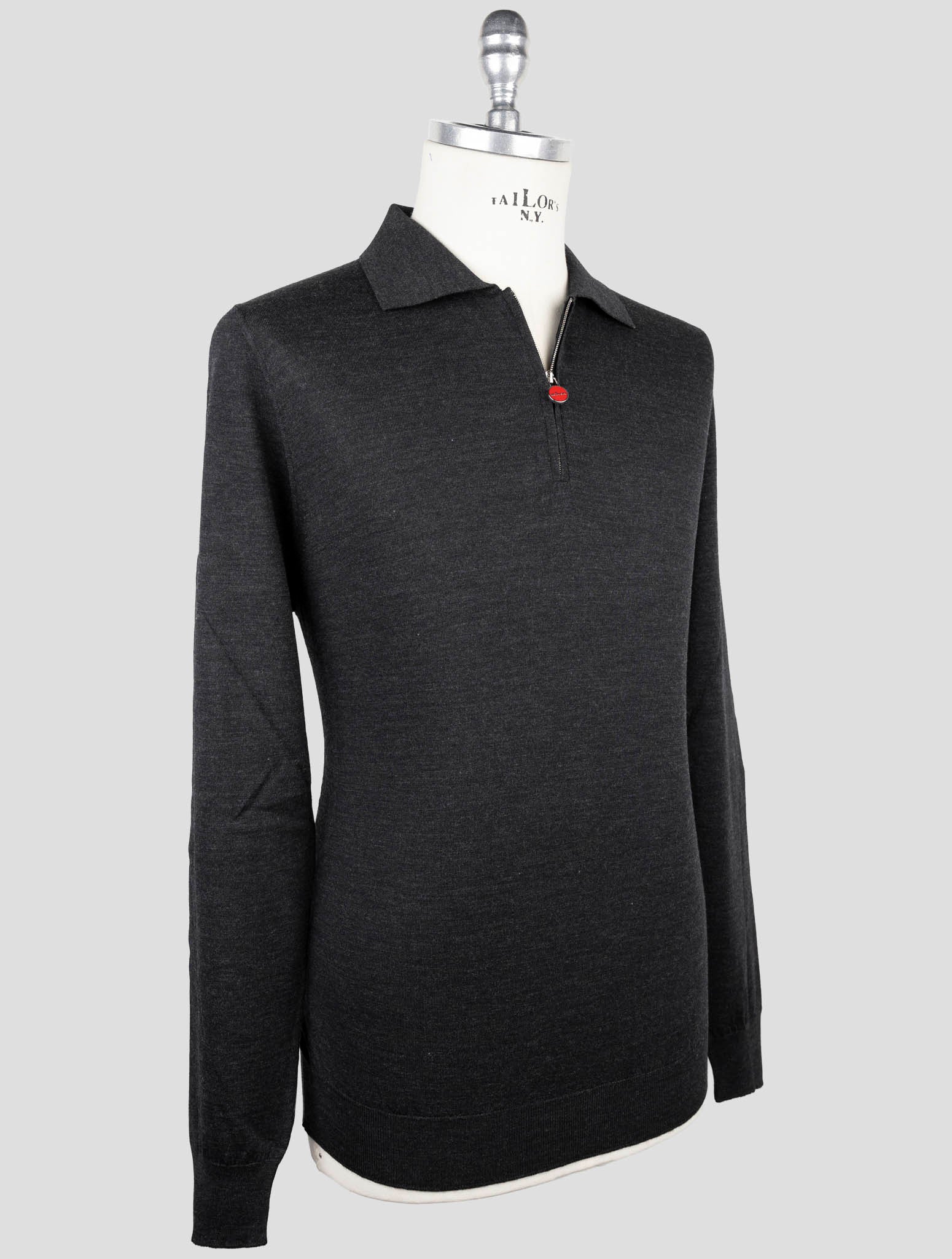 Kiton Dark Gray Wool Sweater Polo