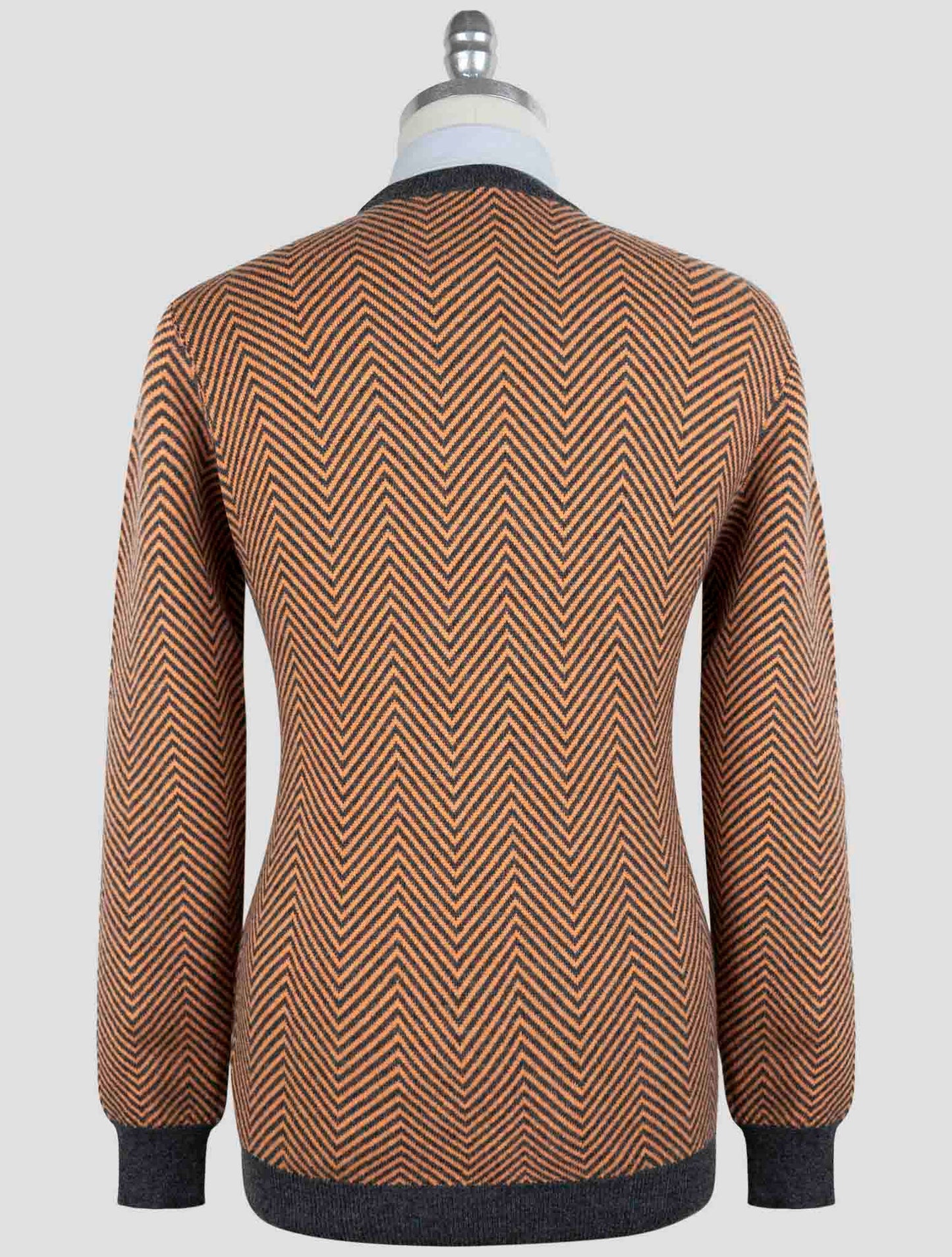 Kiton Gray Orange Cashmere Sweater Crewneck
