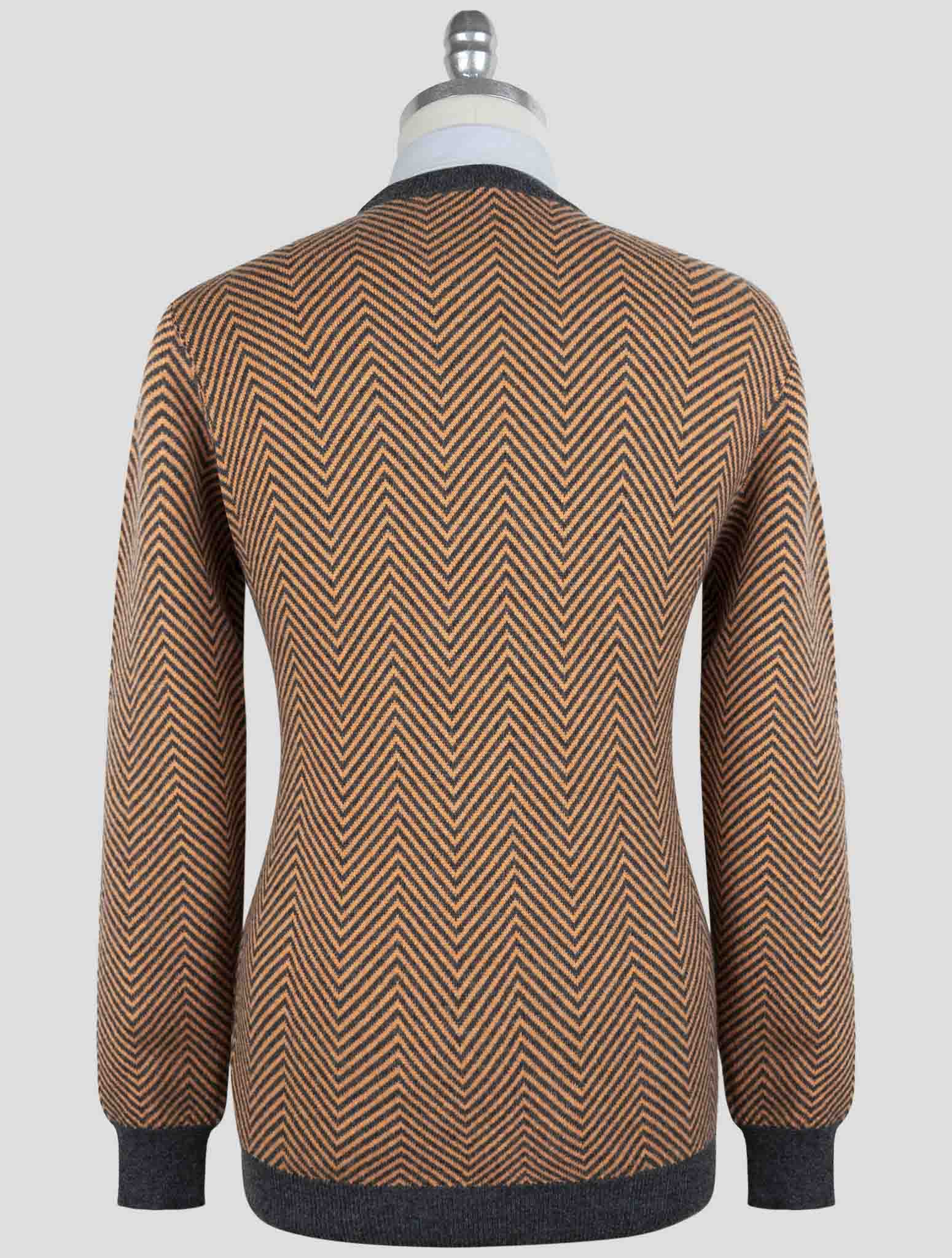 Kiton Gray Orange Cashmere Sweater Crewneck