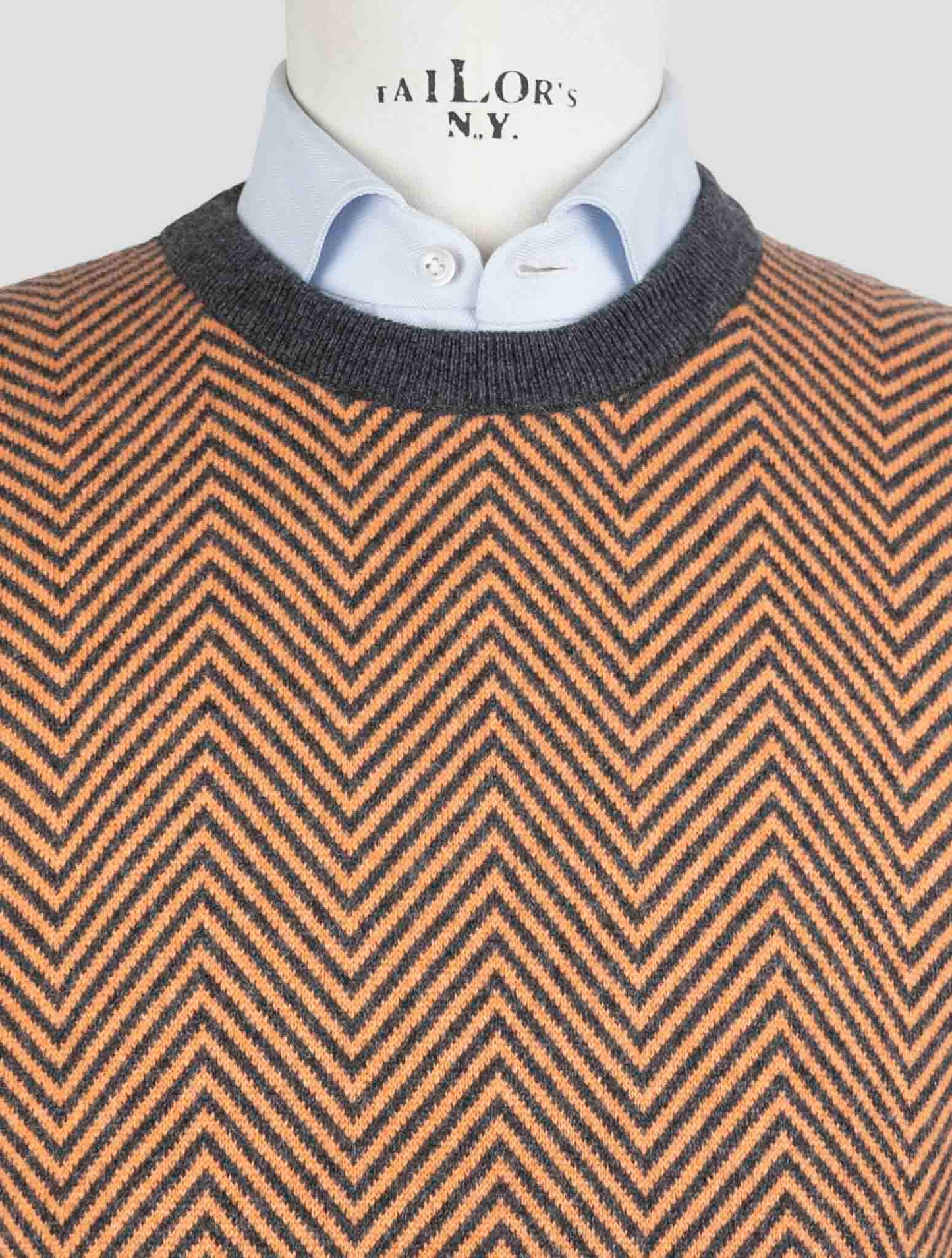 Kiton Gray Orange Cashmere Sweater Crewneck