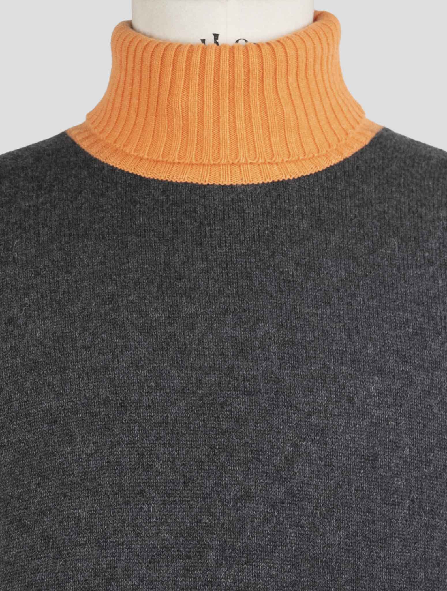 Kiton Gray Orange Cashmere Sweater Turtleneck