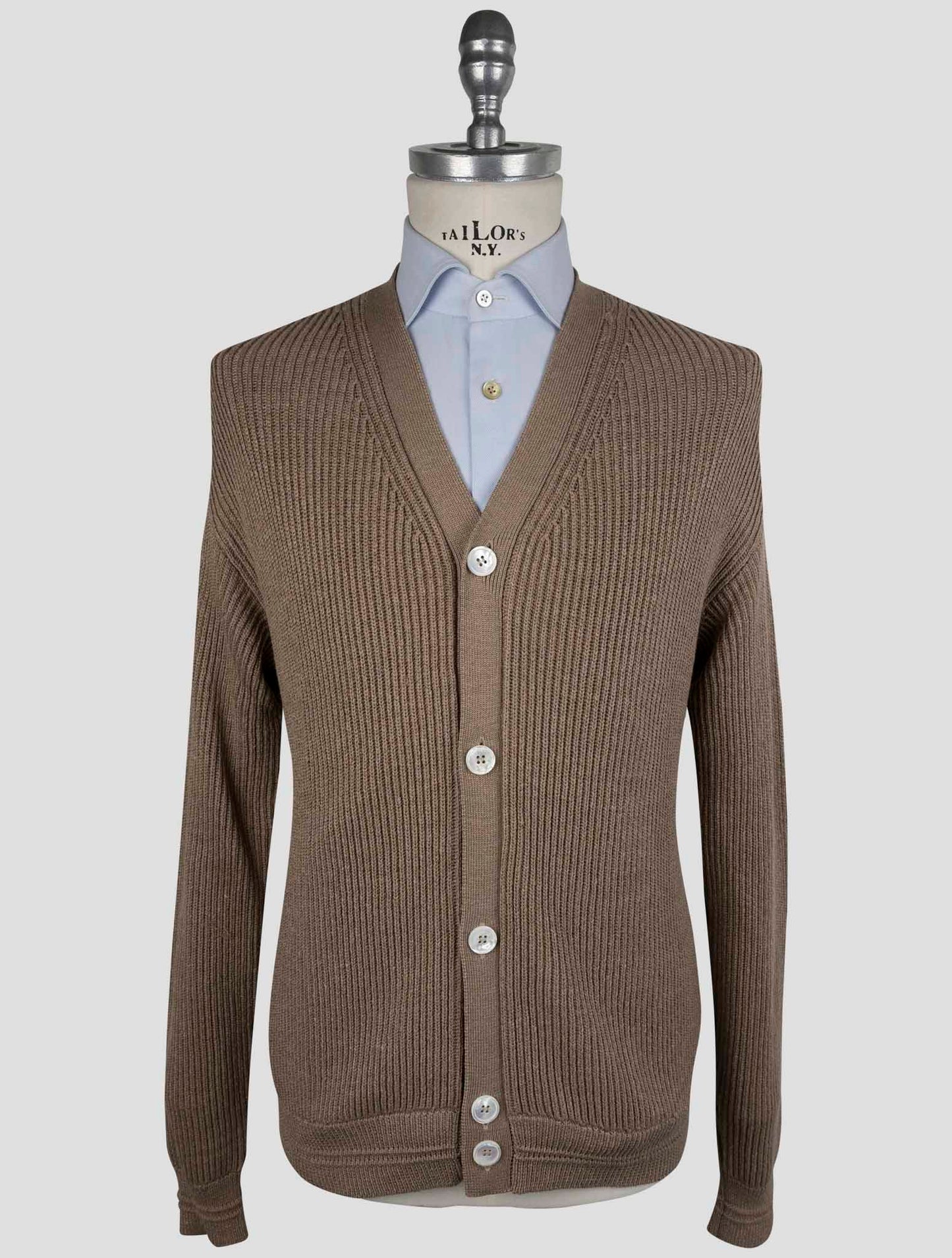 Kiton Brown Silk Cotton Sweater Cardigan