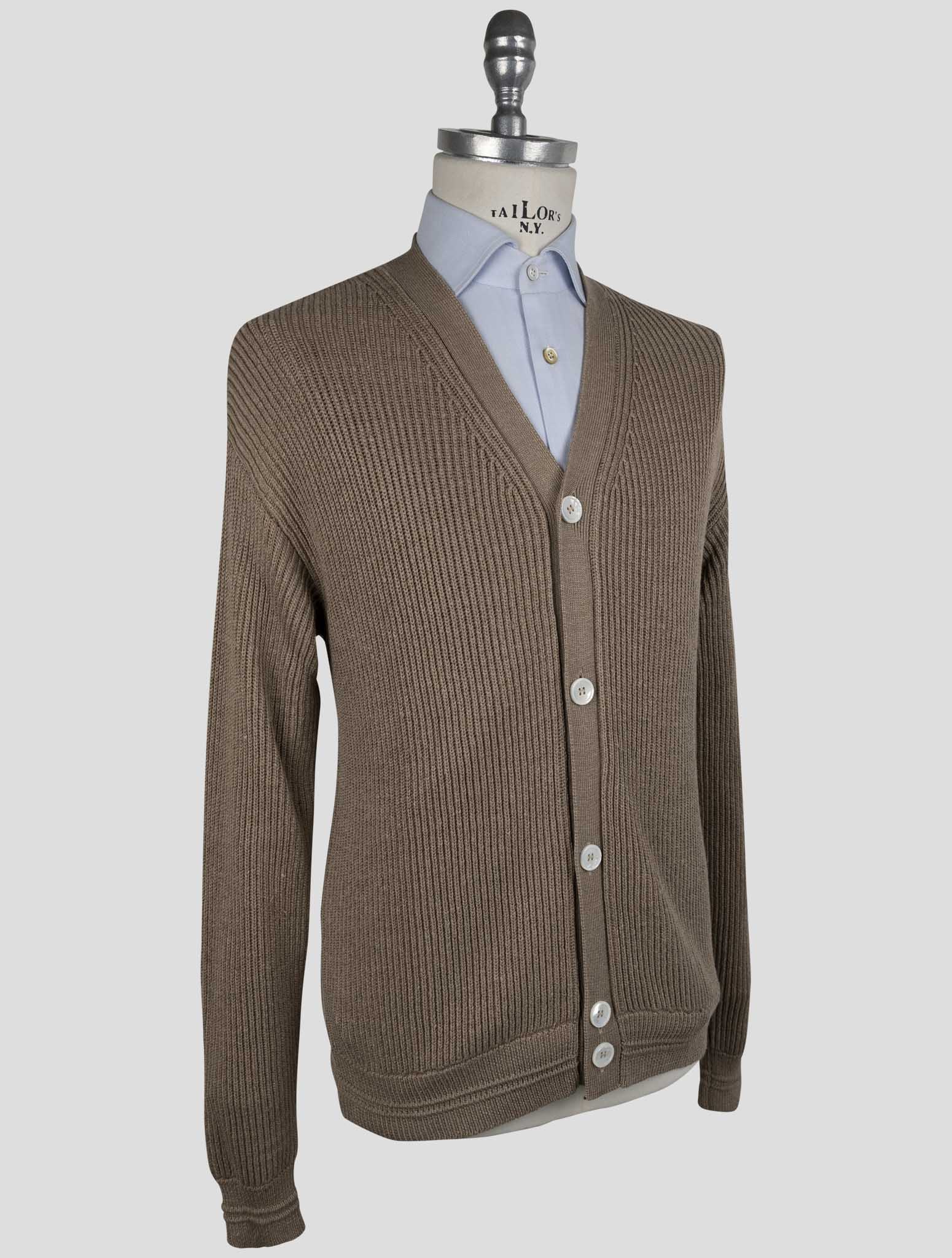 Kiton Brown Silk Cotton Sweater Cardigan
