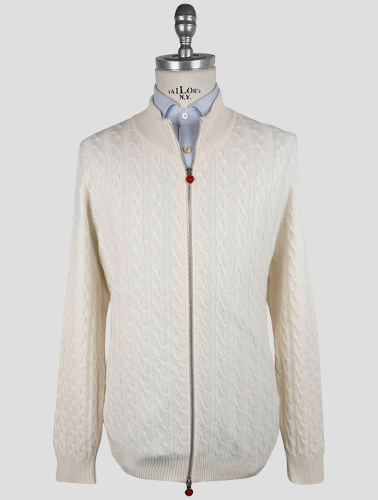 Kiton White Cashmere Sweater Full Zip
