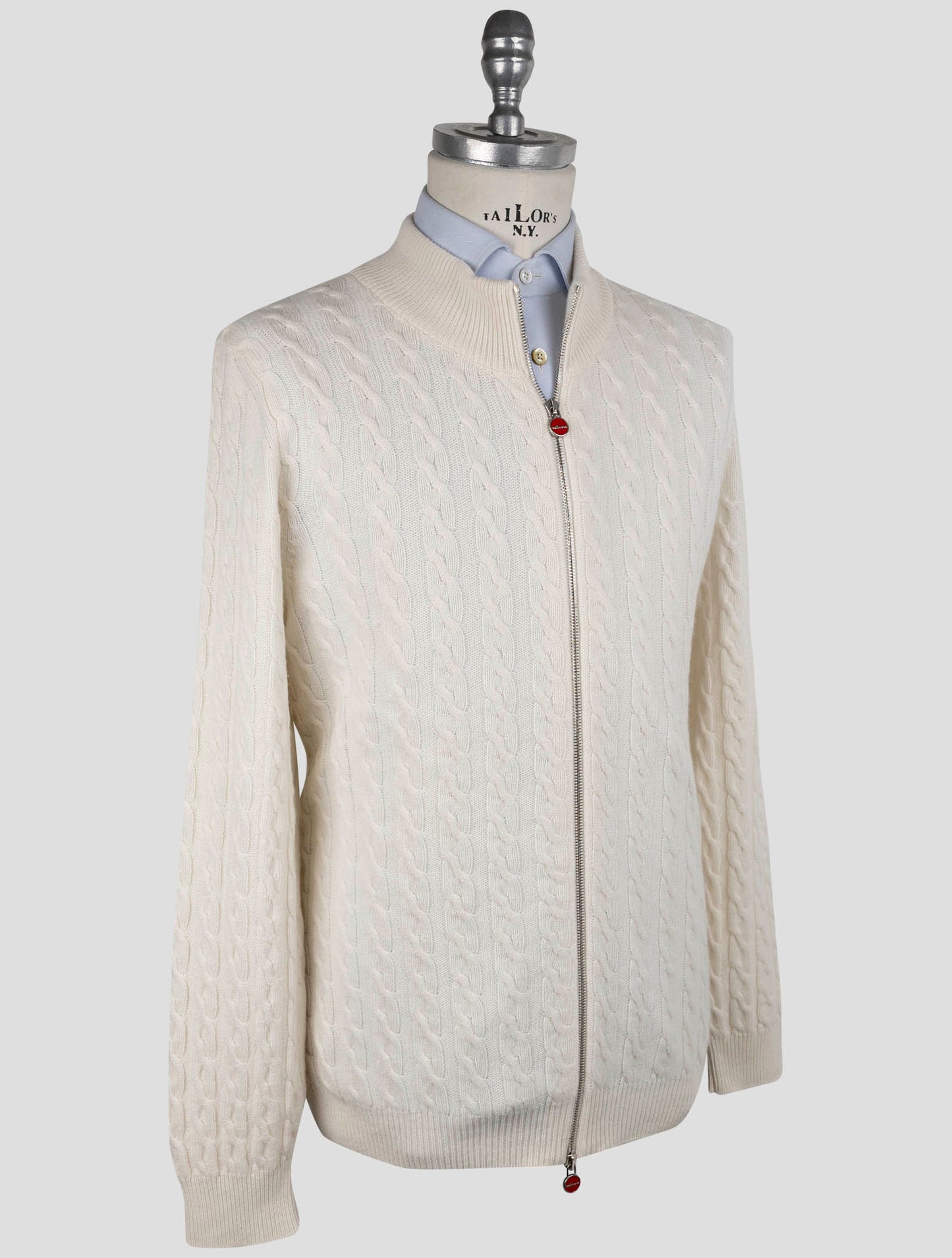 Kiton White Cashmere Sweater Full Zip
