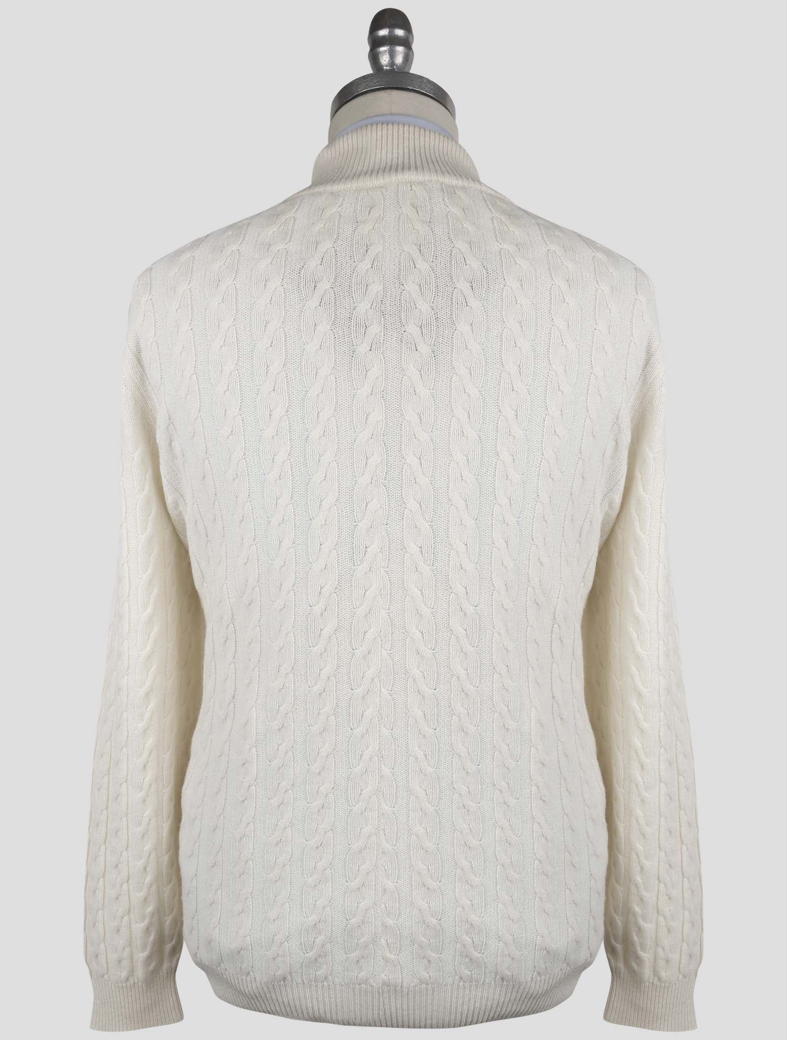 Kiton White Cashmere Sweater Full Zip