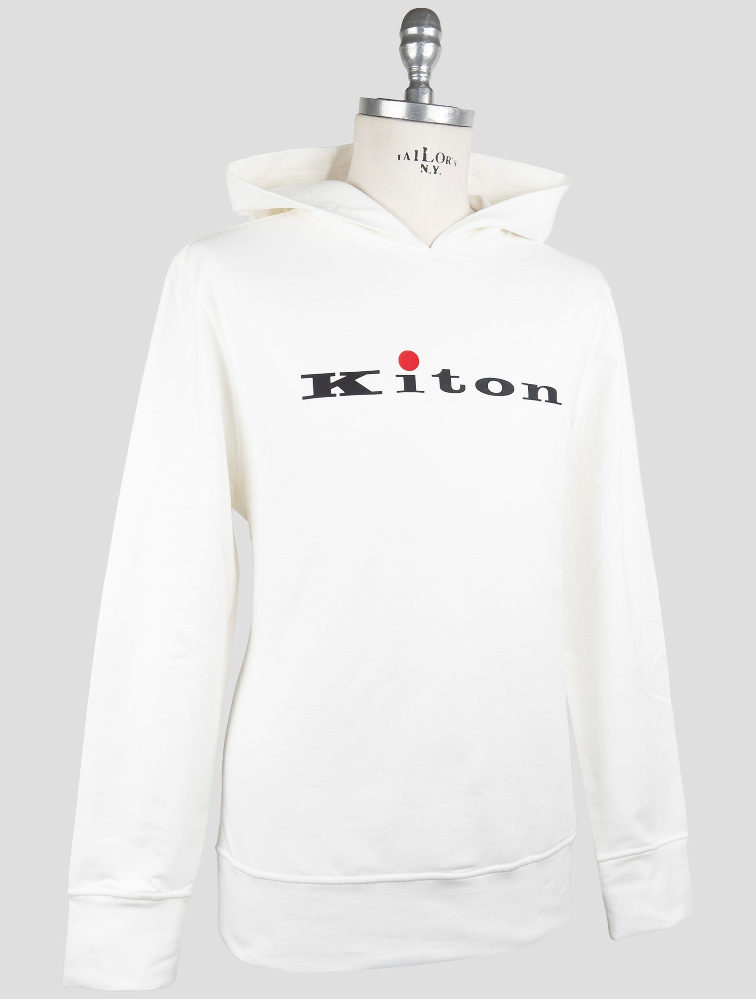 Kiton White Cotton Ea Sweater Hoodie