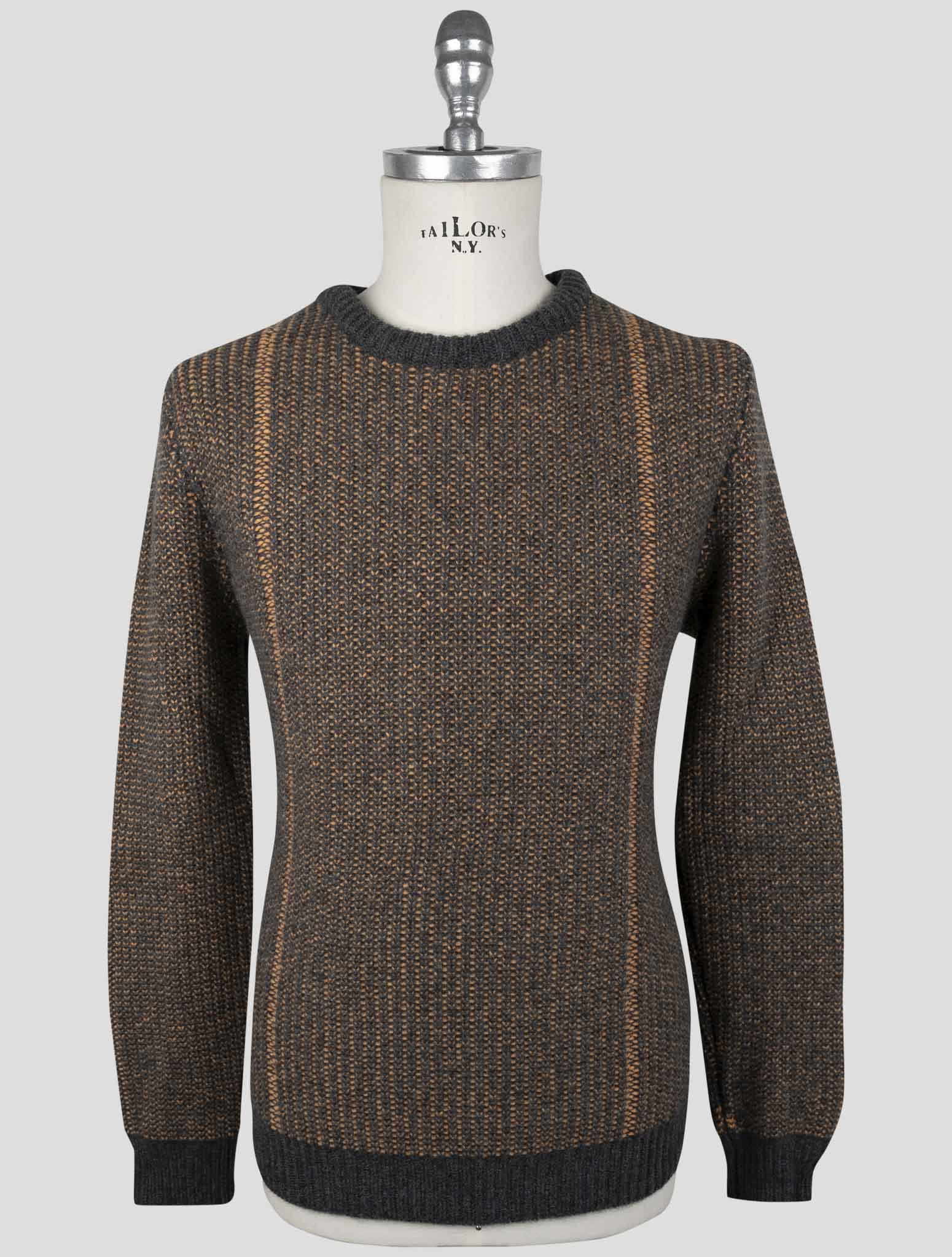 Kiton Gray Orange Cashmere Sweater Crewneck