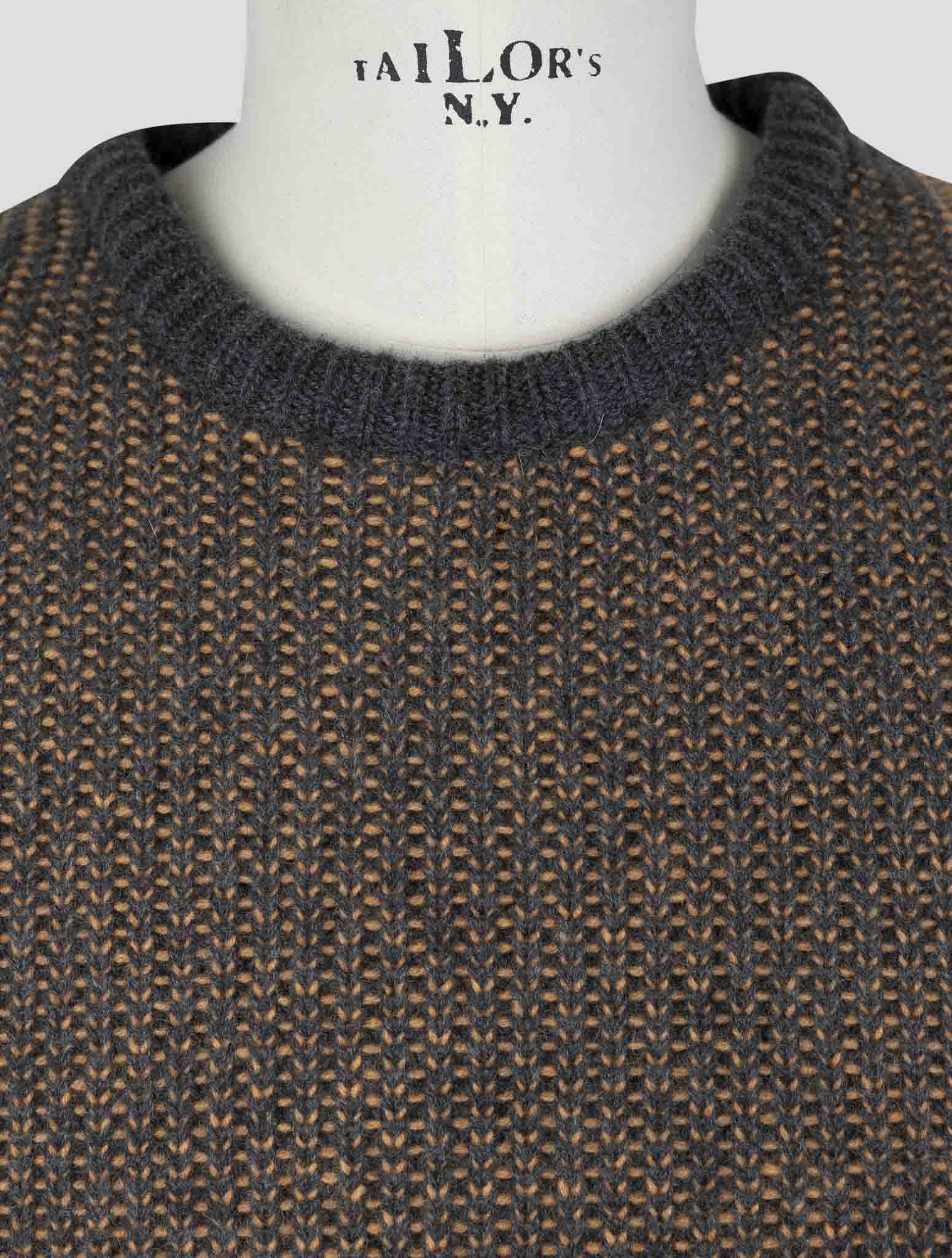 Kiton Gray Orange Cashmere Sweater Crewneck