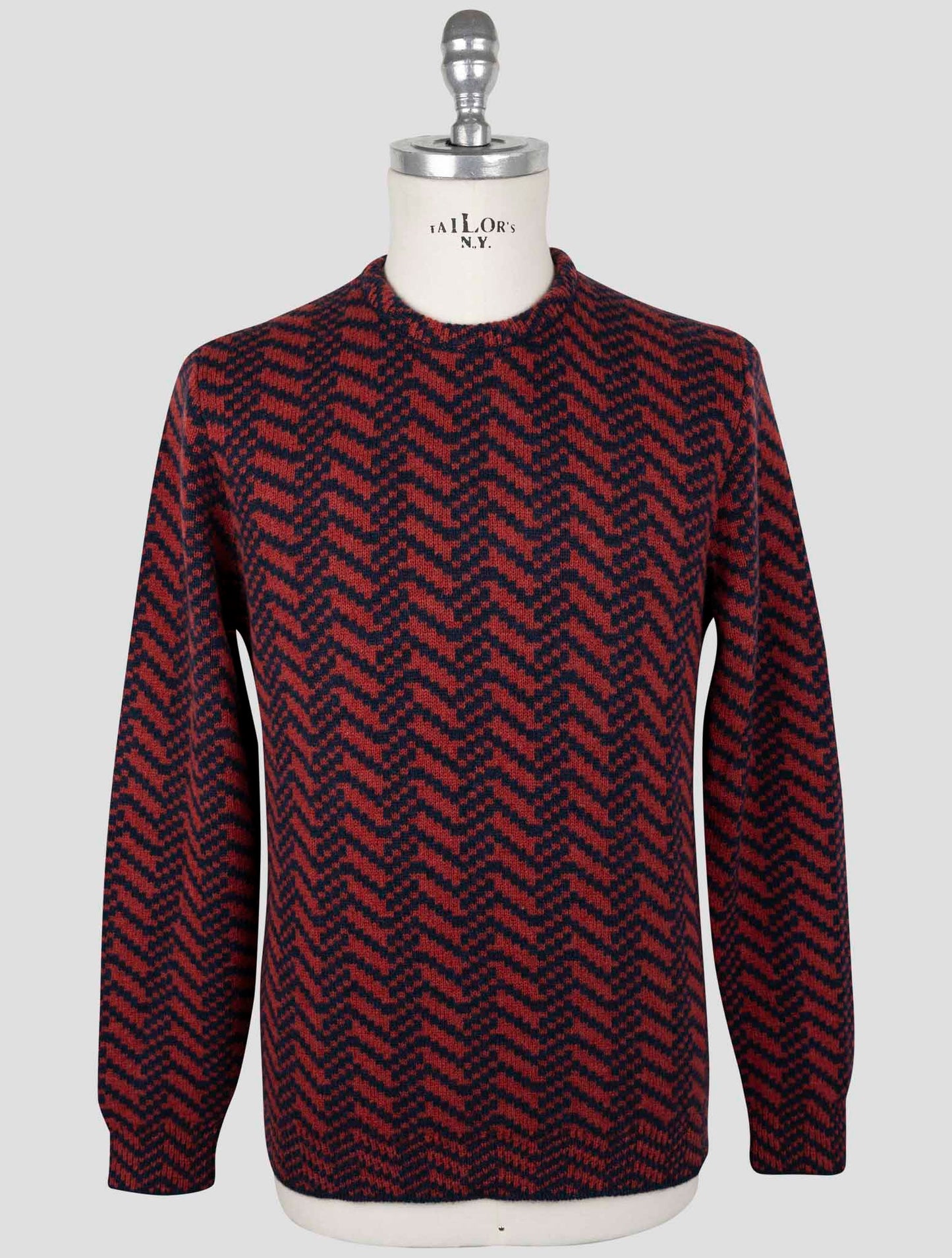 Kiton Red Blue Cashmere Sweater Crewneck