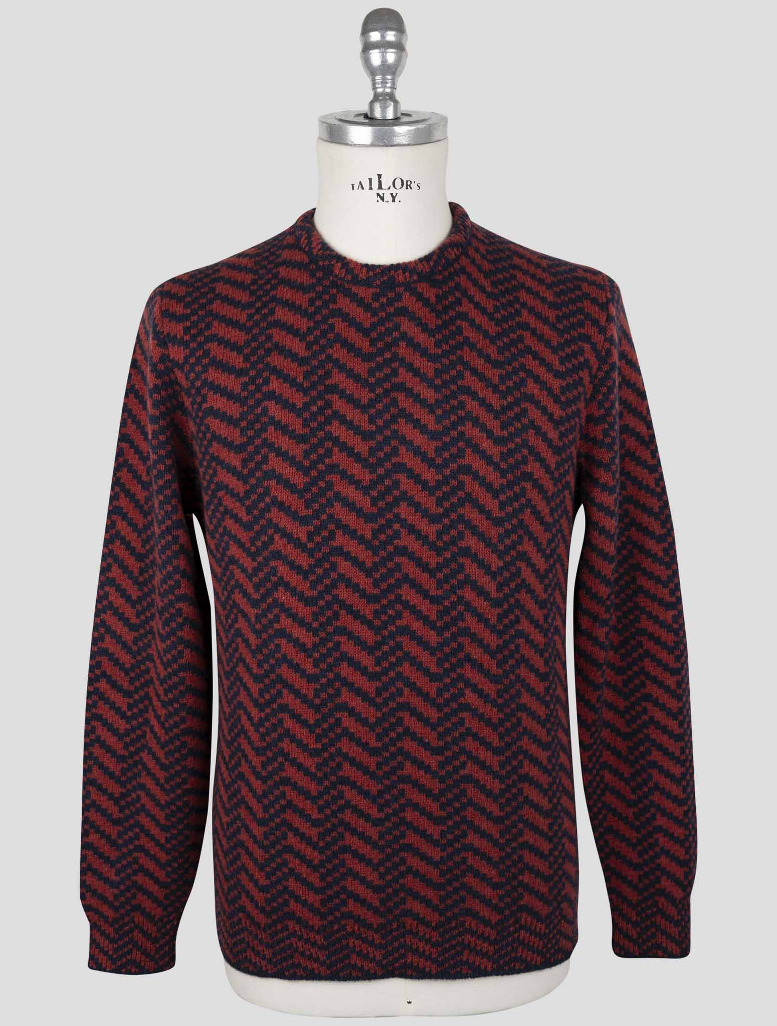 Kiton Red Blue Cashmere Sweater Crewneck