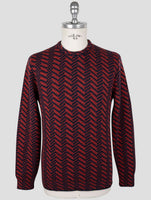 Kiton Red Blue Cashmere Sweater Crewneck