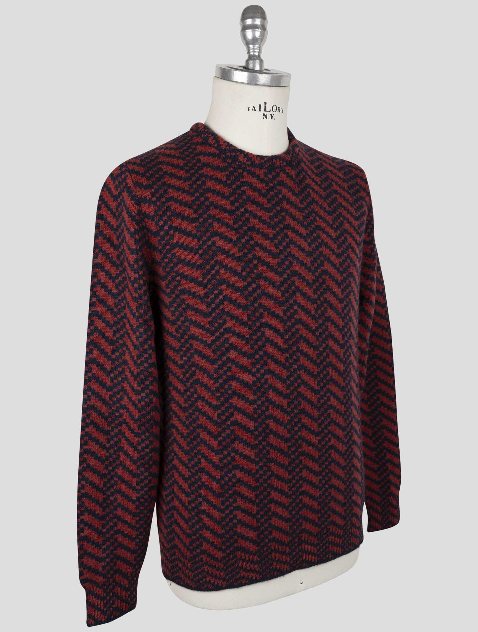 Kiton Red Blue Cashmere Sweater Crewneck