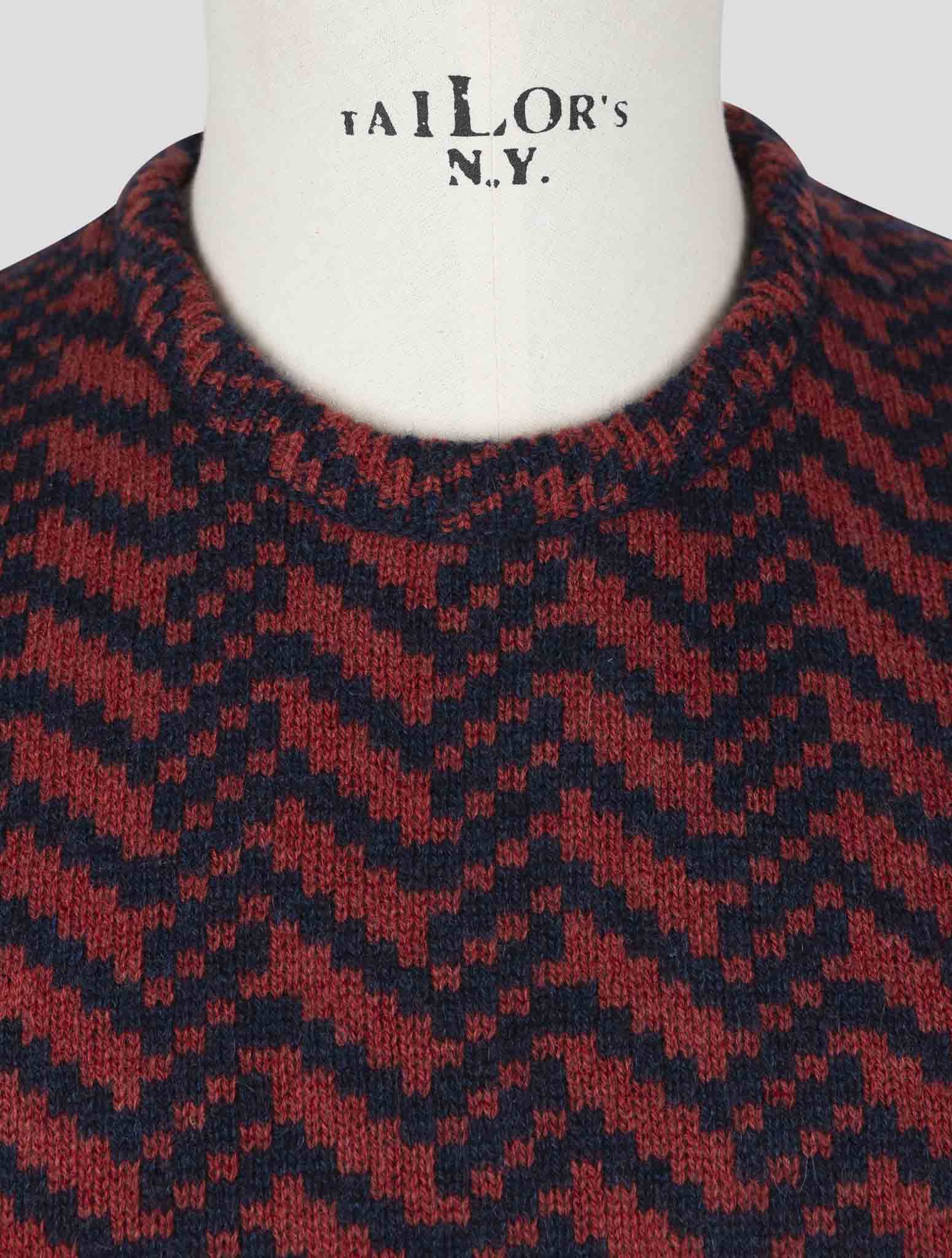 Kiton Red Blue Cashmere Sweater Crewneck