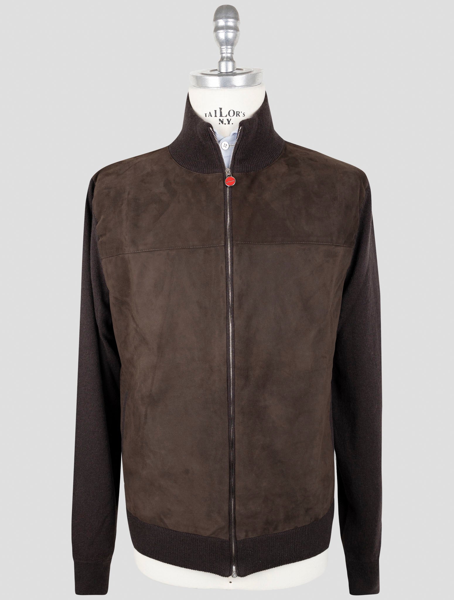 Kiton Brown Cashmere Leather Suede Coat