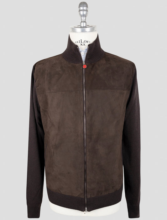 Kiton Brown Cashmere Leather Suede Coat
