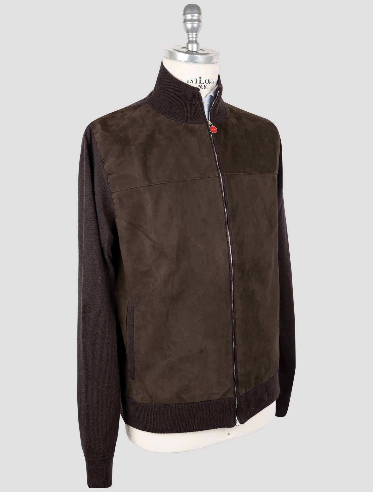 Kiton Brown Cashmere Leather Suede Coat