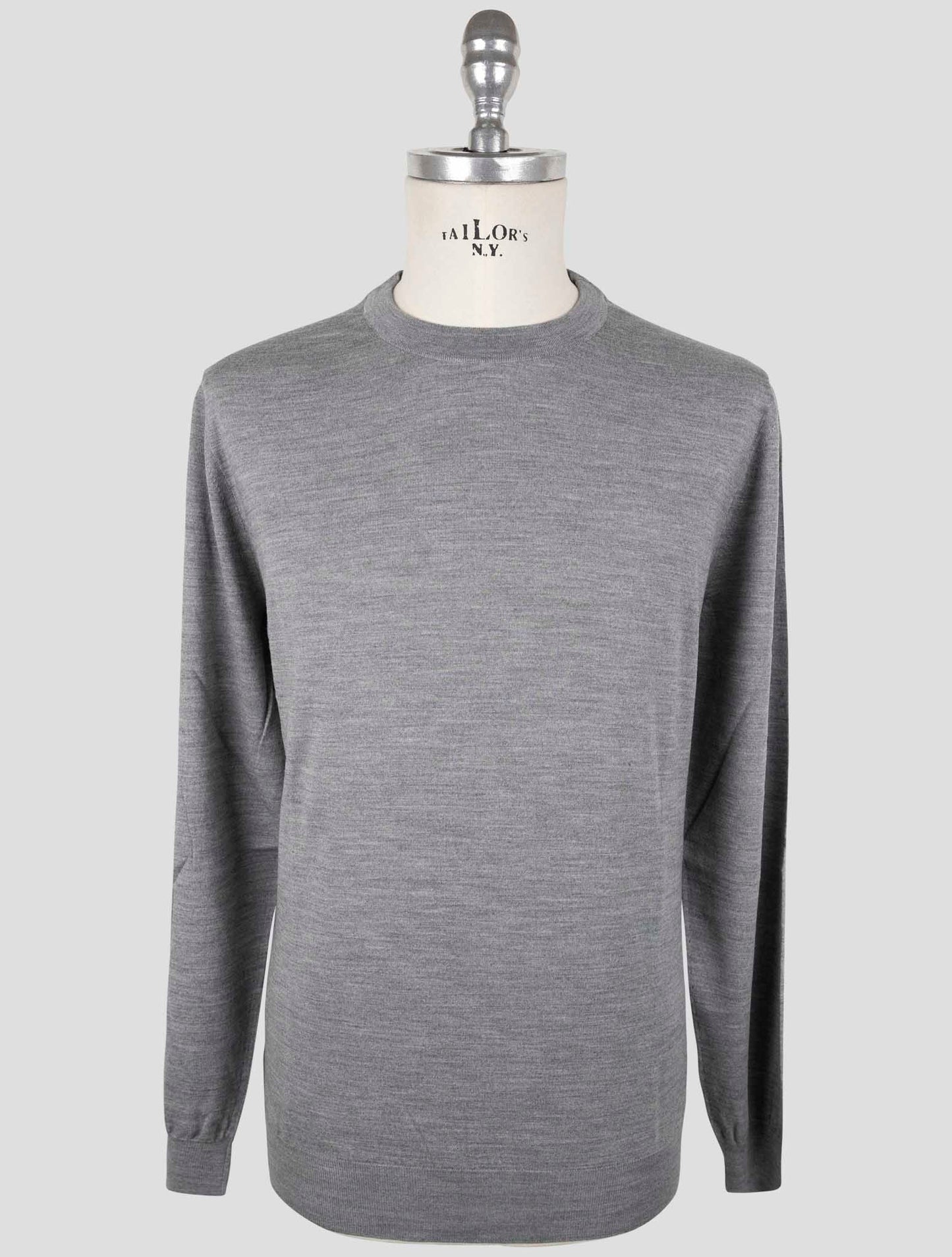 Kiton Gray Wool Sweater Crewneck