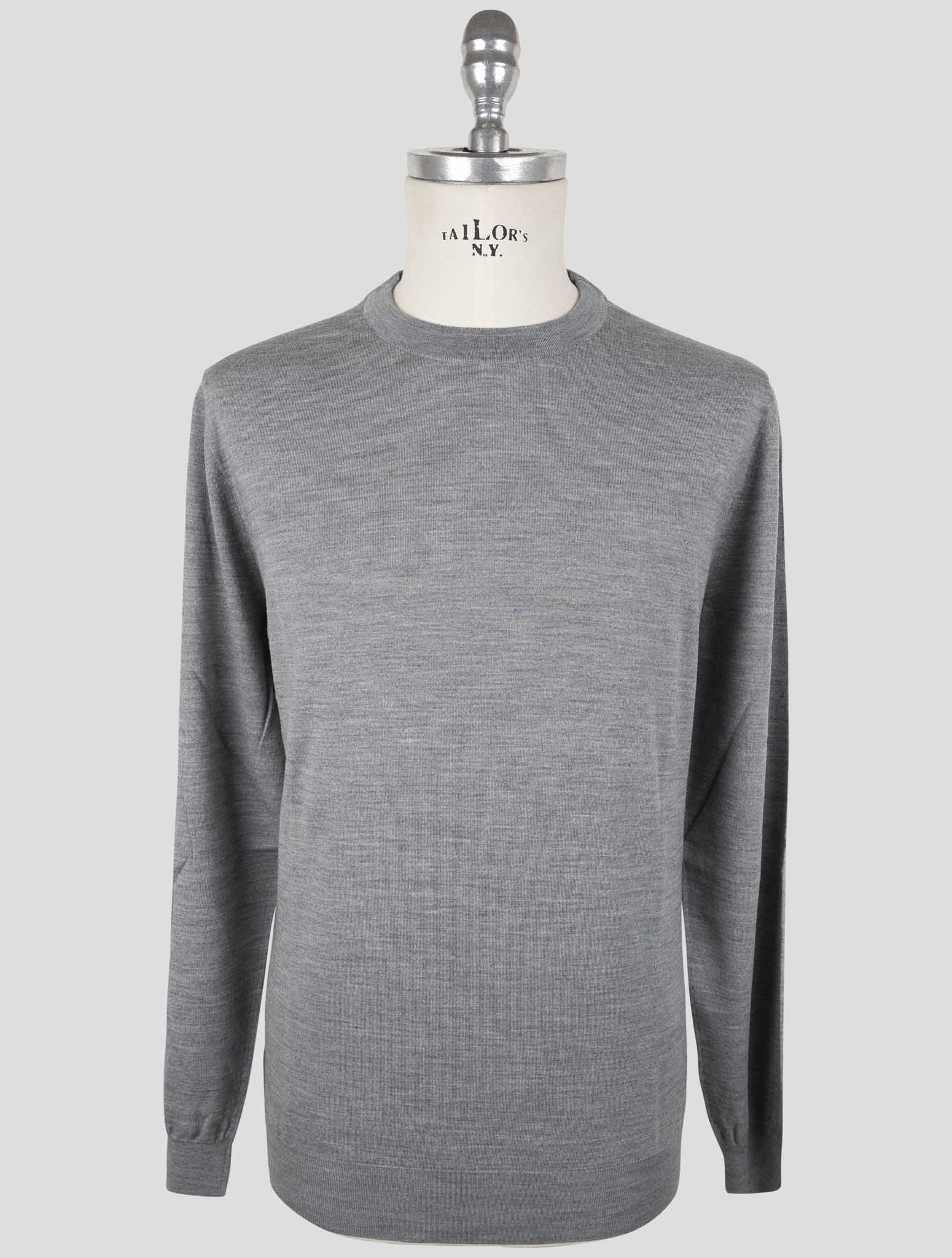 Kiton Gray Wool Sweater Crewneck