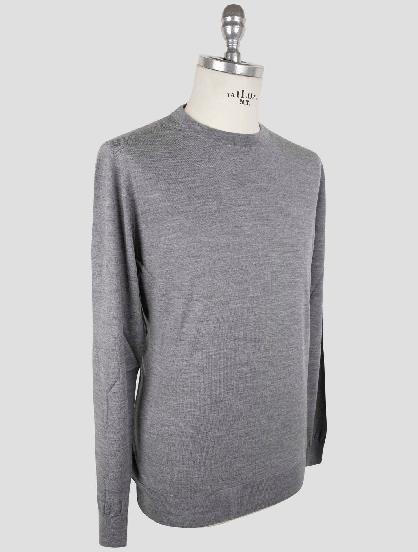 Kiton Gray Wool Sweater Crewneck