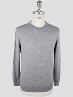 Kiton Gray Wool Diamante Blu Sweater Crewneck