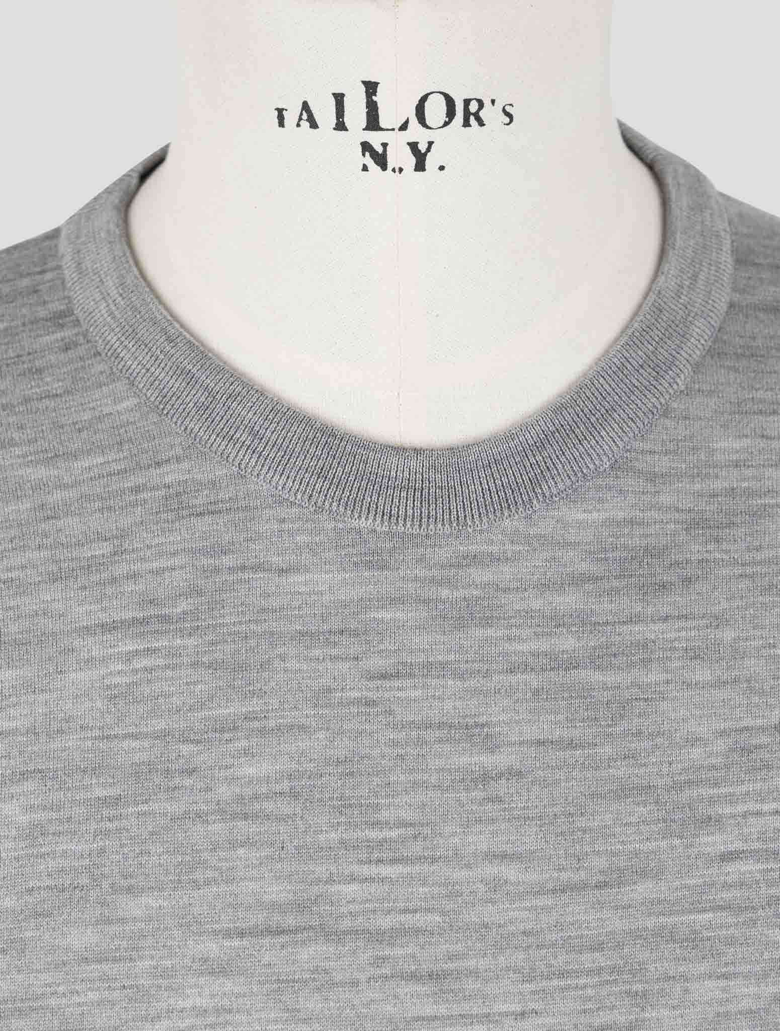 Kiton Gray Wool Diamante Blu Sweater Crewneck