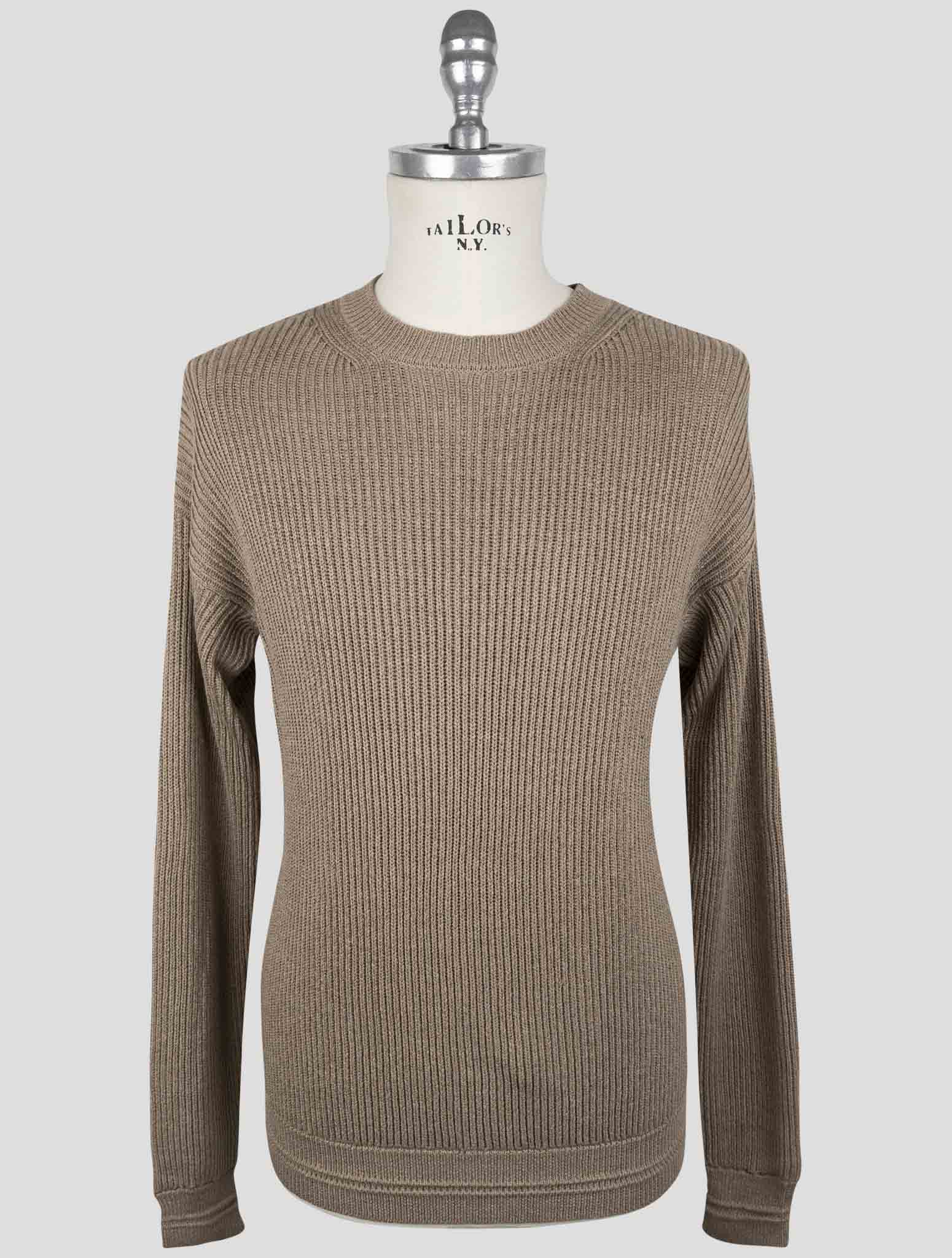 Kiton Brown Silk Cotton Sweater Crewneck