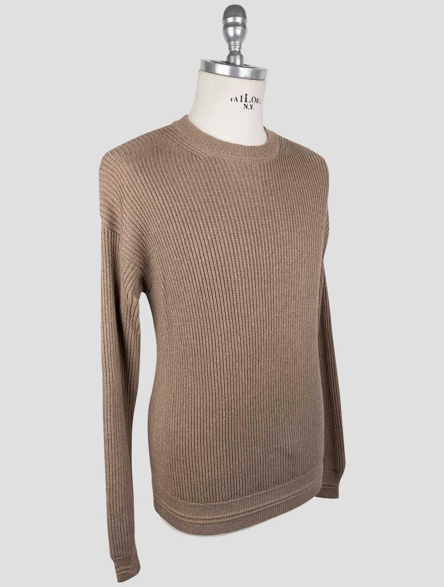 Kiton Brown Silk Cotton Sweater Crewneck
