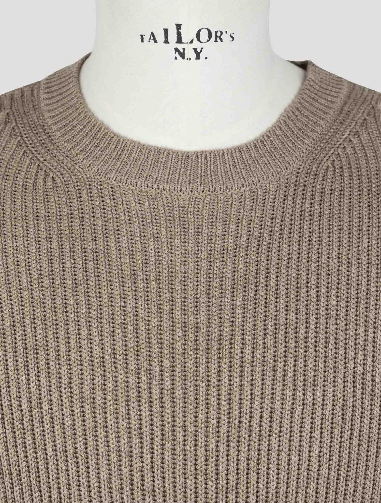 Kiton Brown Silk Cotton Sweater Crewneck
