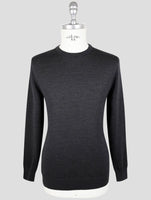 Kiton Dark gray Wool Diamante Blue Sweater Crewneck