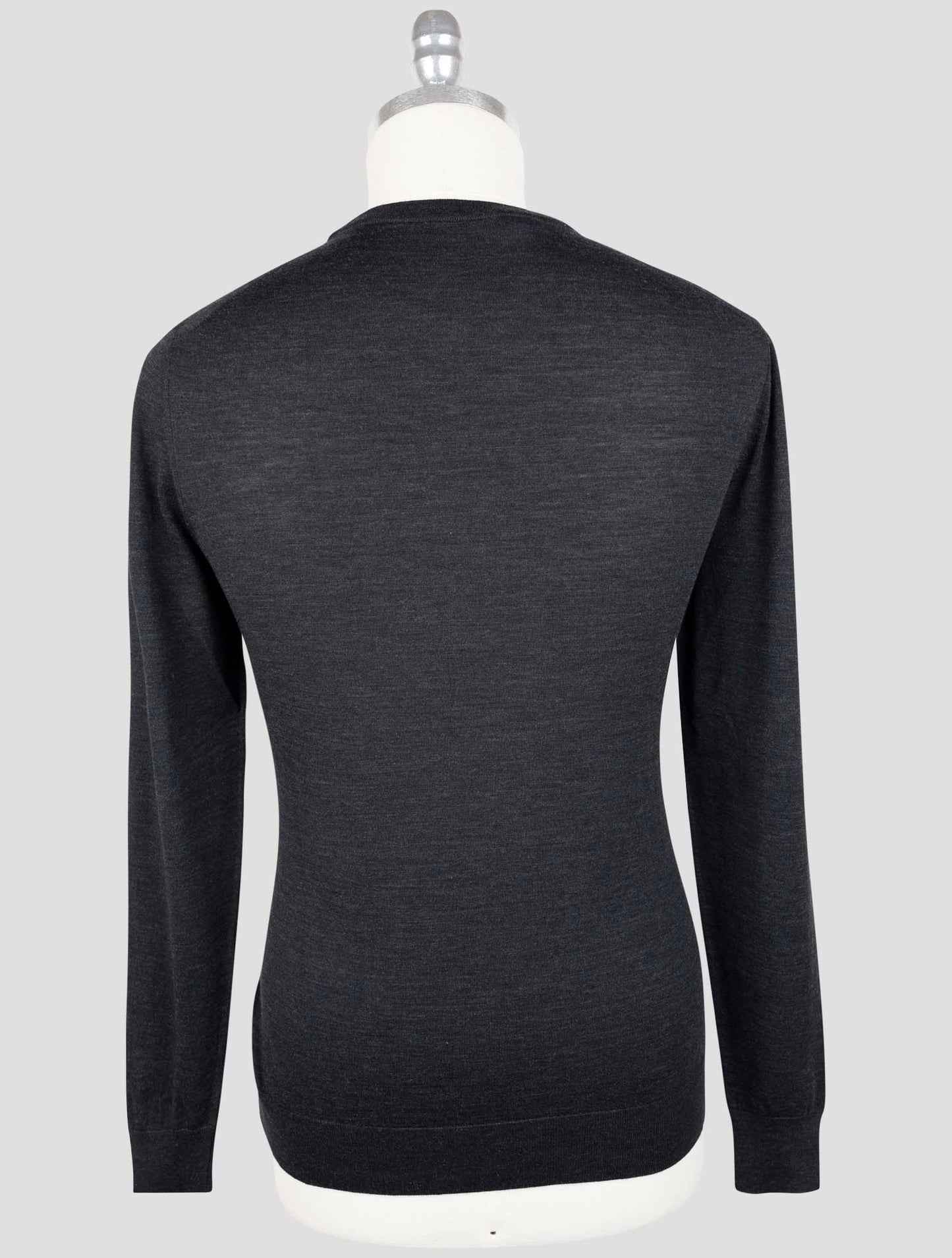 Kiton Dark gray Wool Diamante Blue Sweater Crewneck