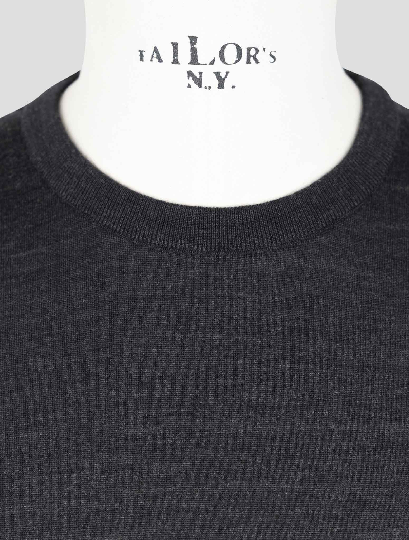 Kiton Dark gray Wool Diamante Blue Sweater Crewneck