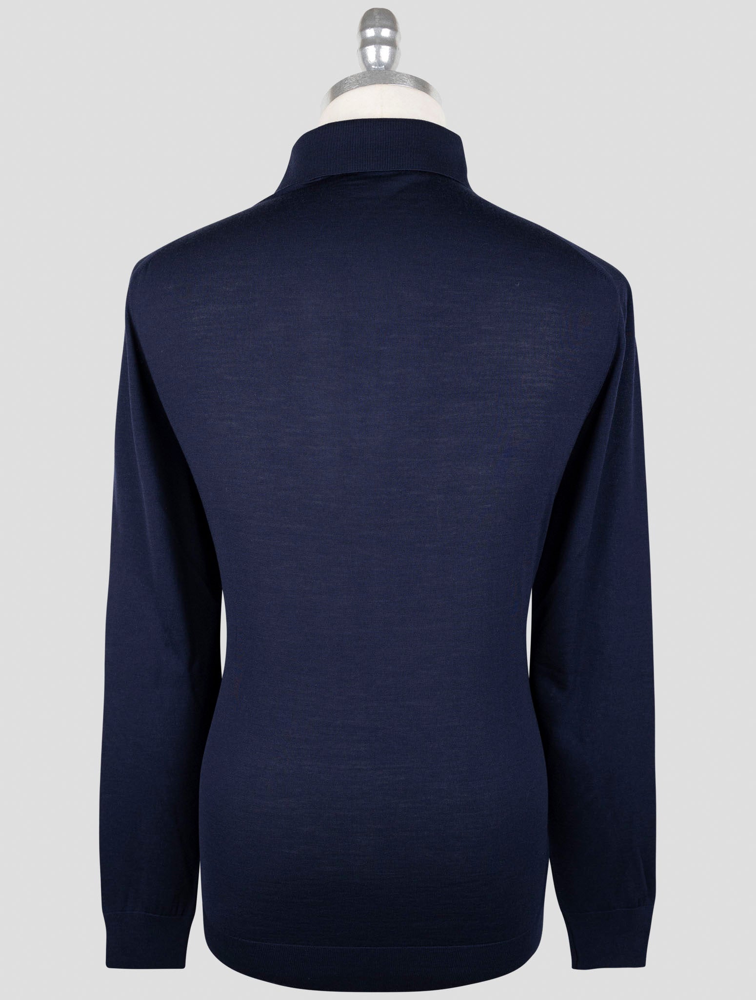 Kiton Blue Wool Diamante Blue Sweater Polo