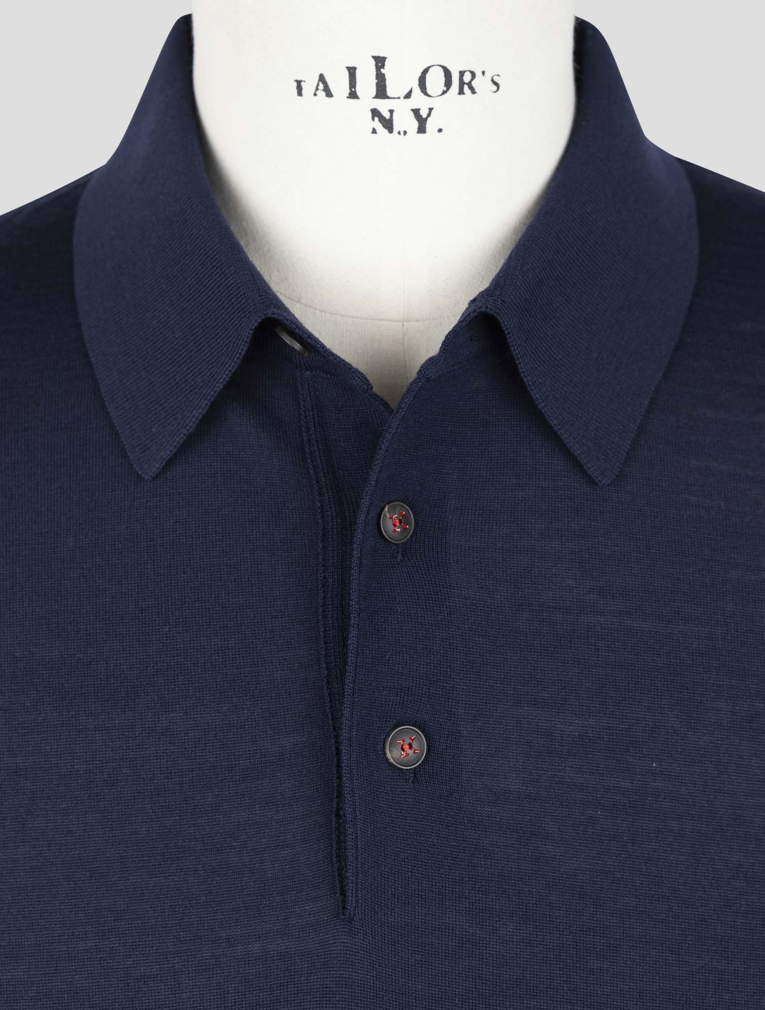 Kiton Blue Wool Diamante Blue Sweater Polo