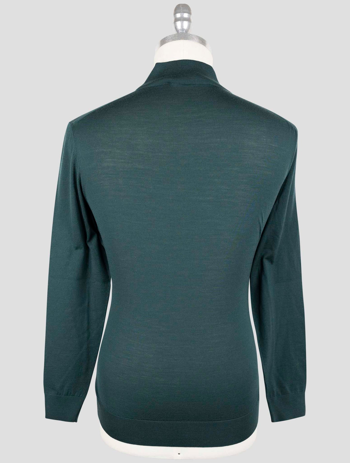 Kiton Green Wool Diamante Blue Sweater Half Neck