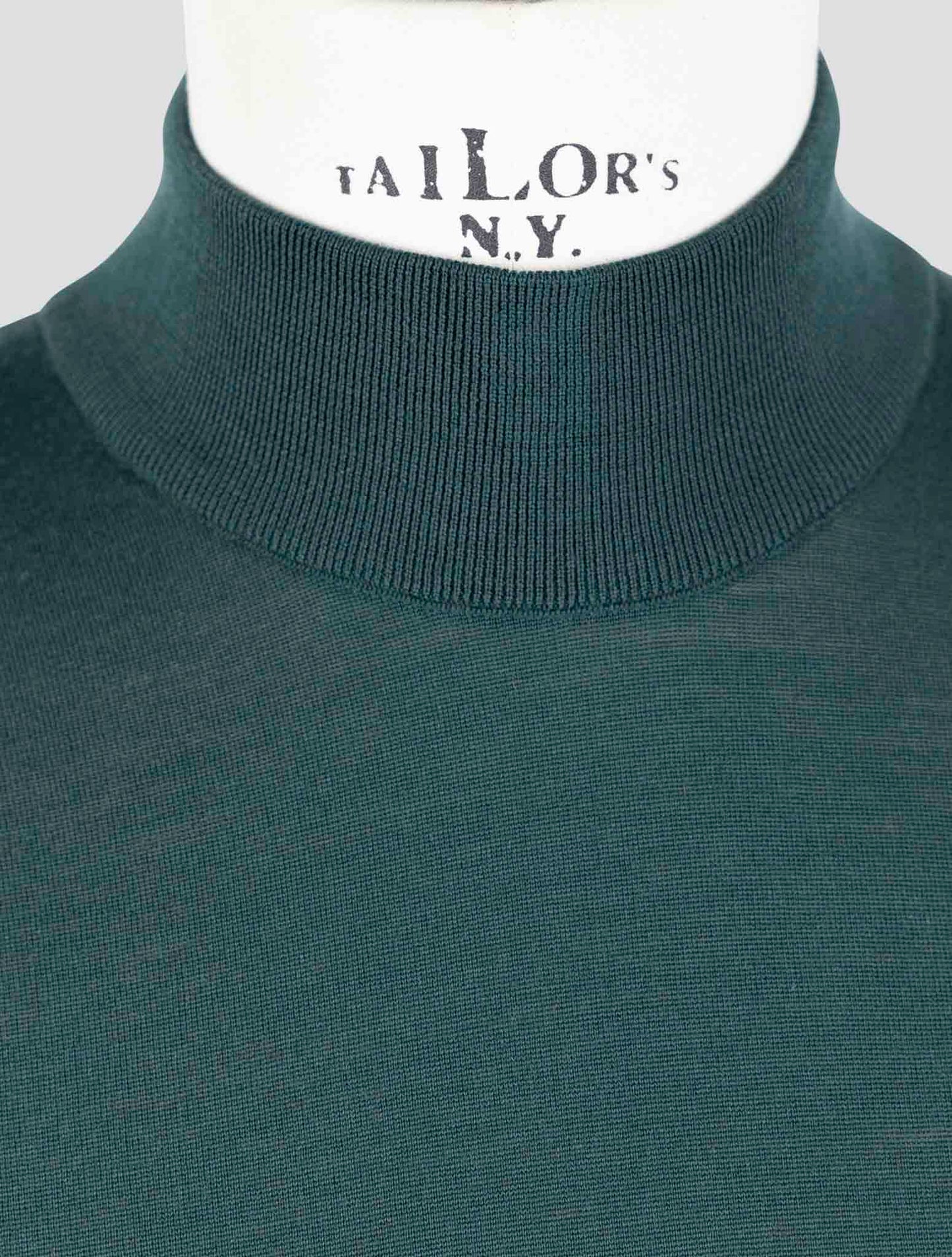 Kiton Green Wool Diamante Blue Sweater Half Neck