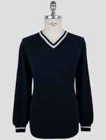 Kiton Blue Cashmere Sweater V-Neck