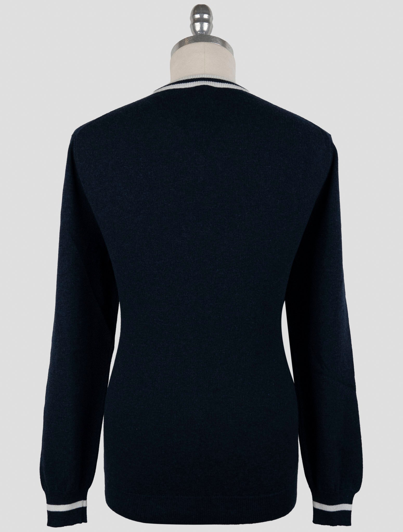 Kiton Blue Cashmere Sweater V-Neck
