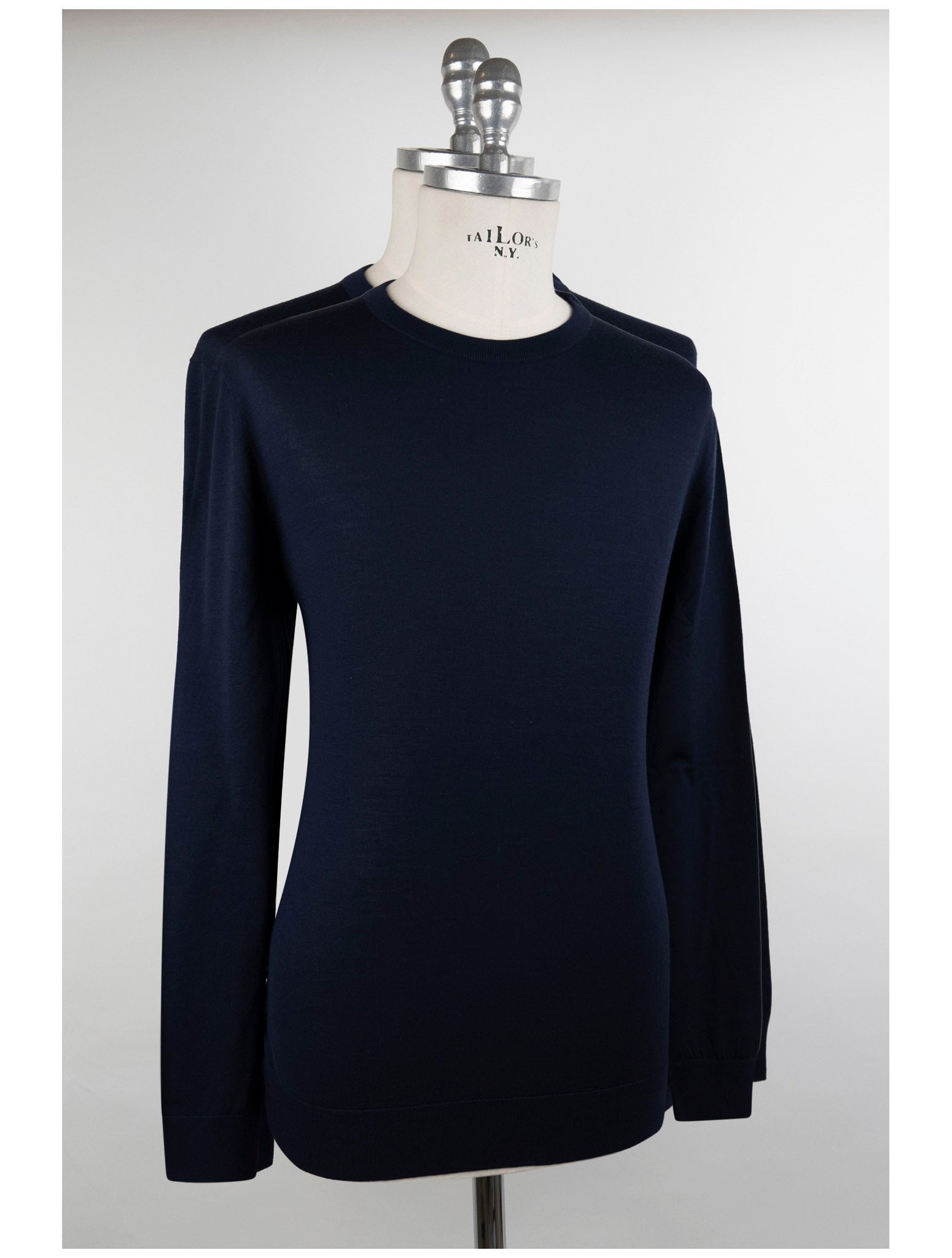 Kiton Blue Wool Sweater Crewneck