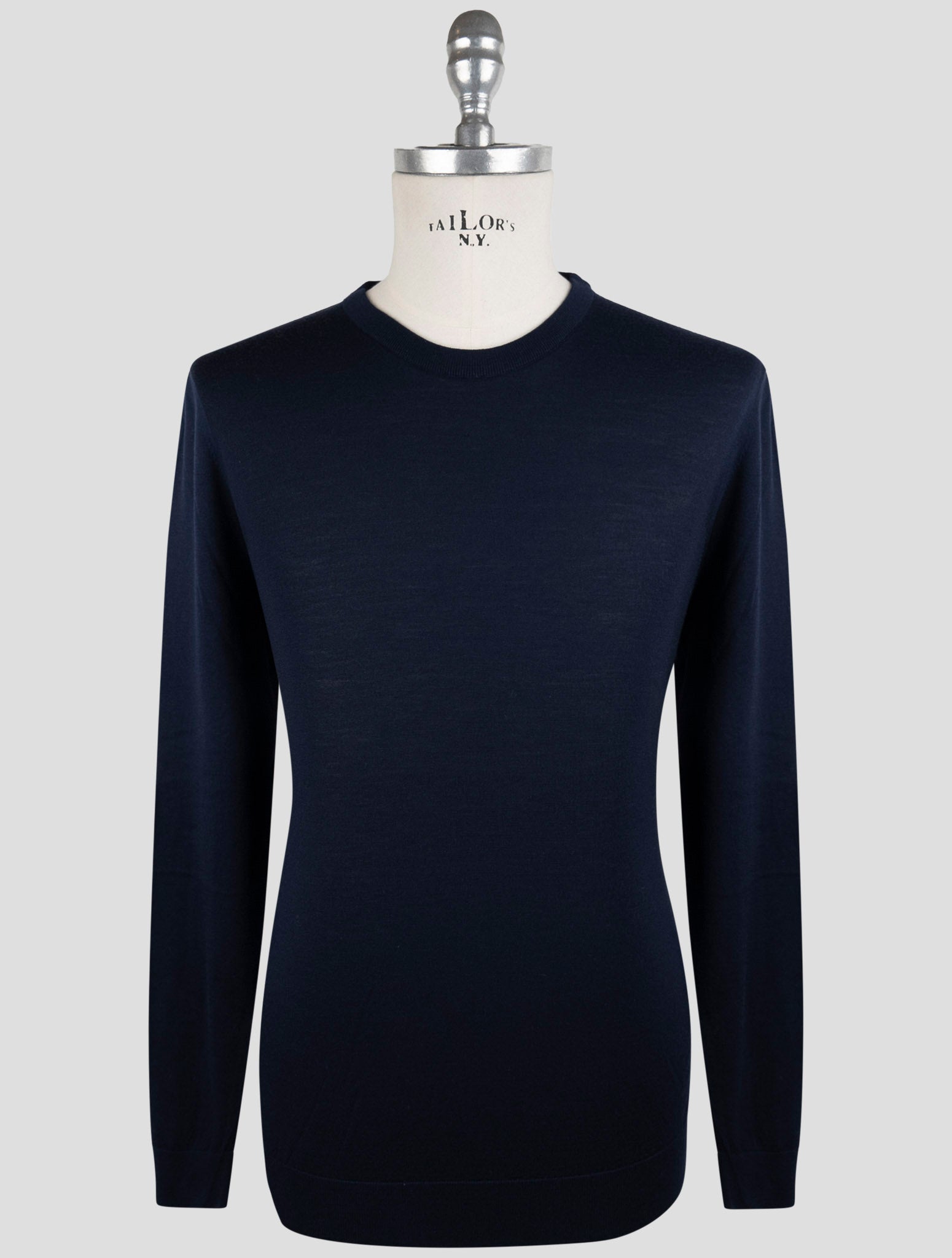 Kiton Blue Wool Sweater Crewneck