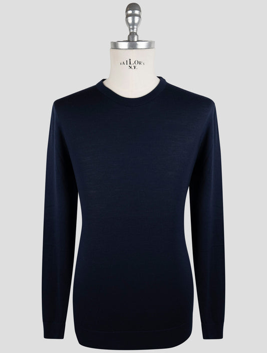 Kiton Blue Wool Sweater Crewneck