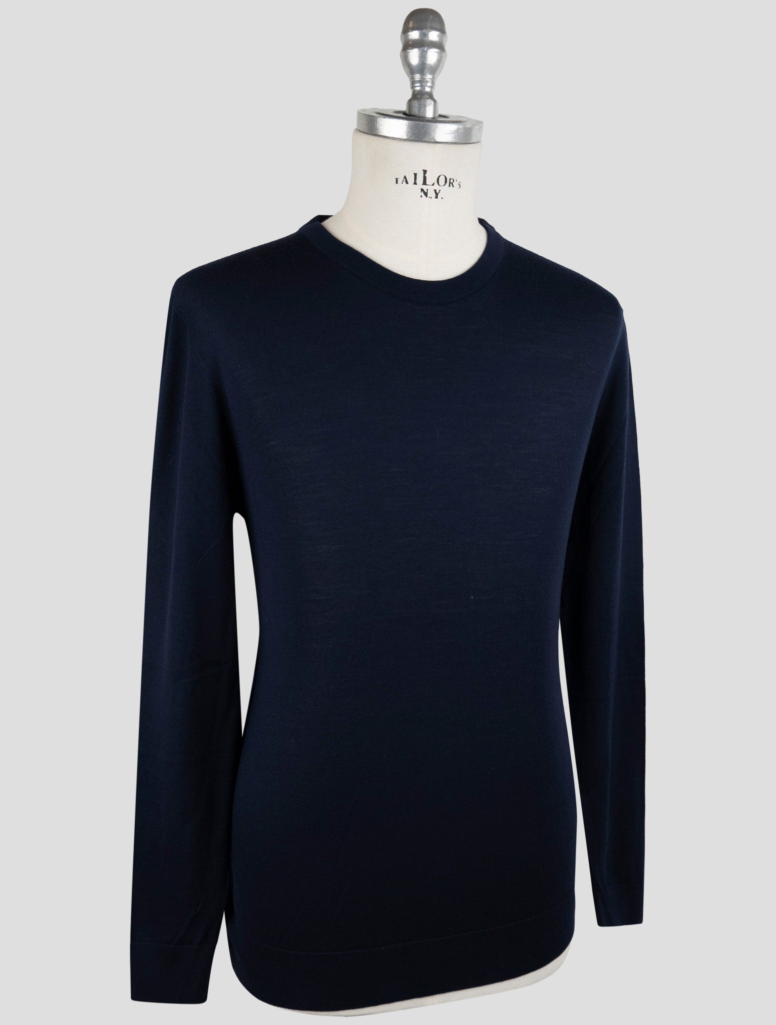 Kiton Blue Wool Sweater Crewneck