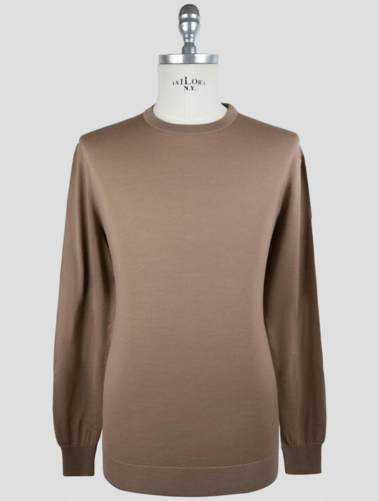 Kiton Brown Wool Sweater Crewneck
