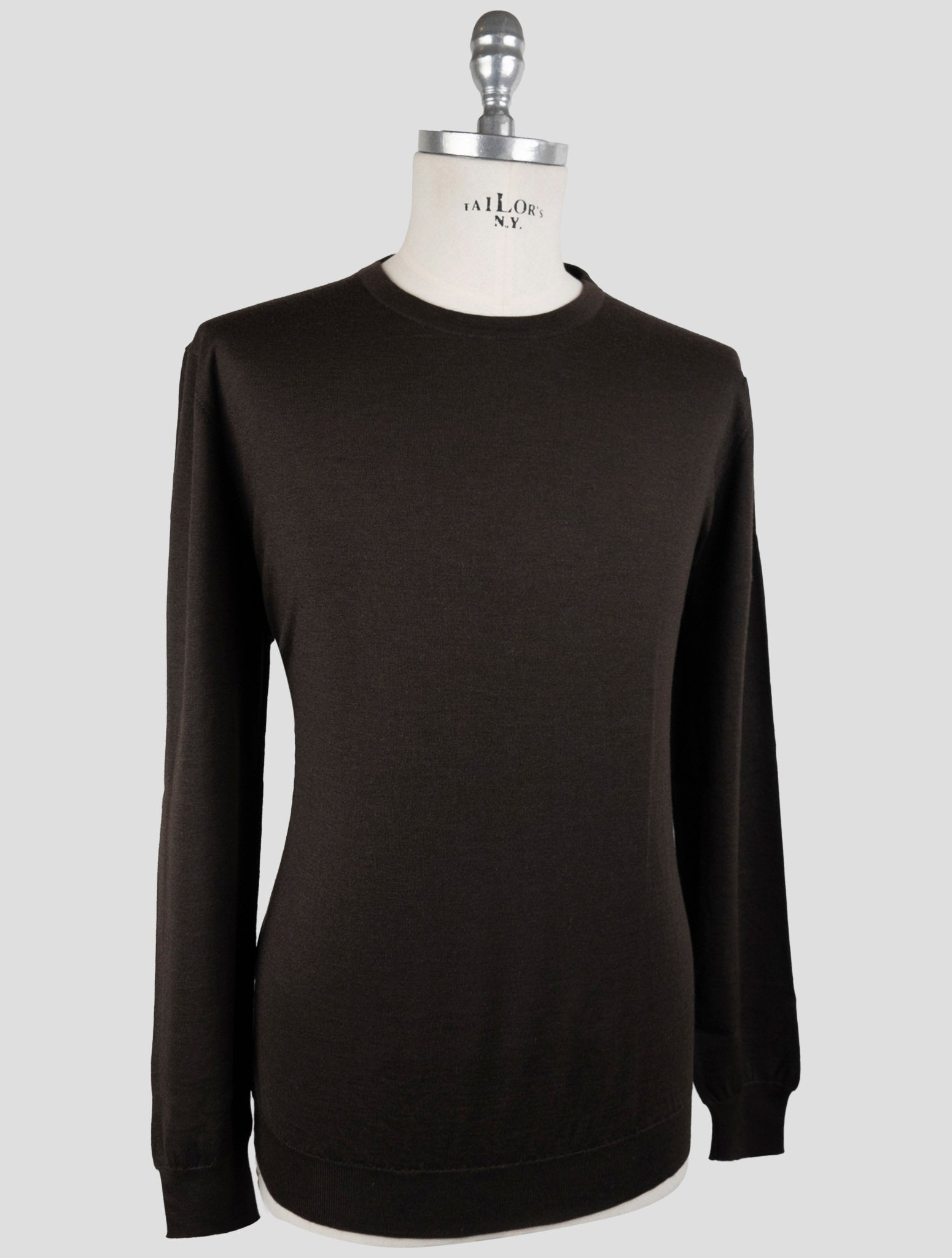 Kiton Brown Cashmere Silk Sweater Crewneck