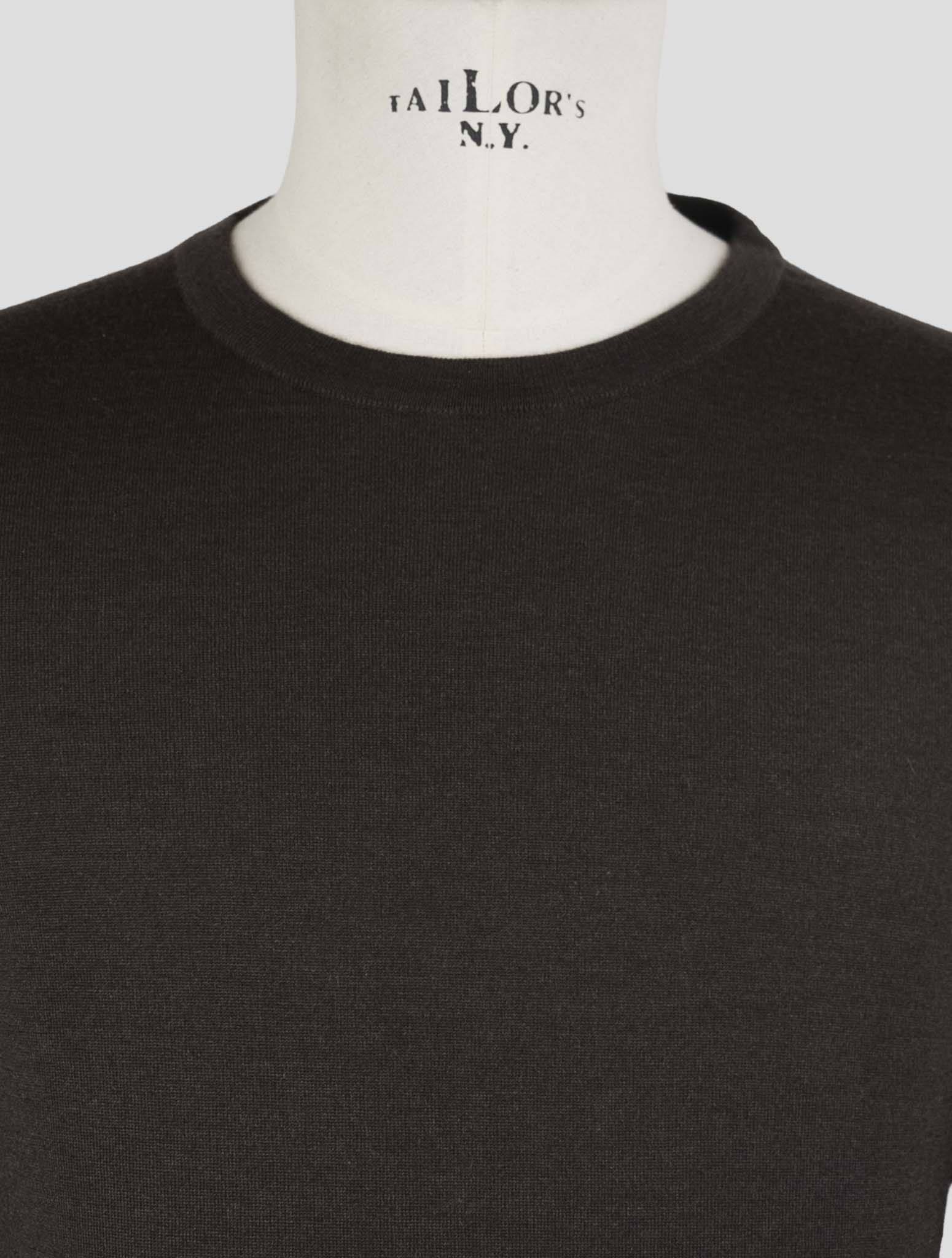 Kiton Brown Cashmere Silk Sweater Crewneck