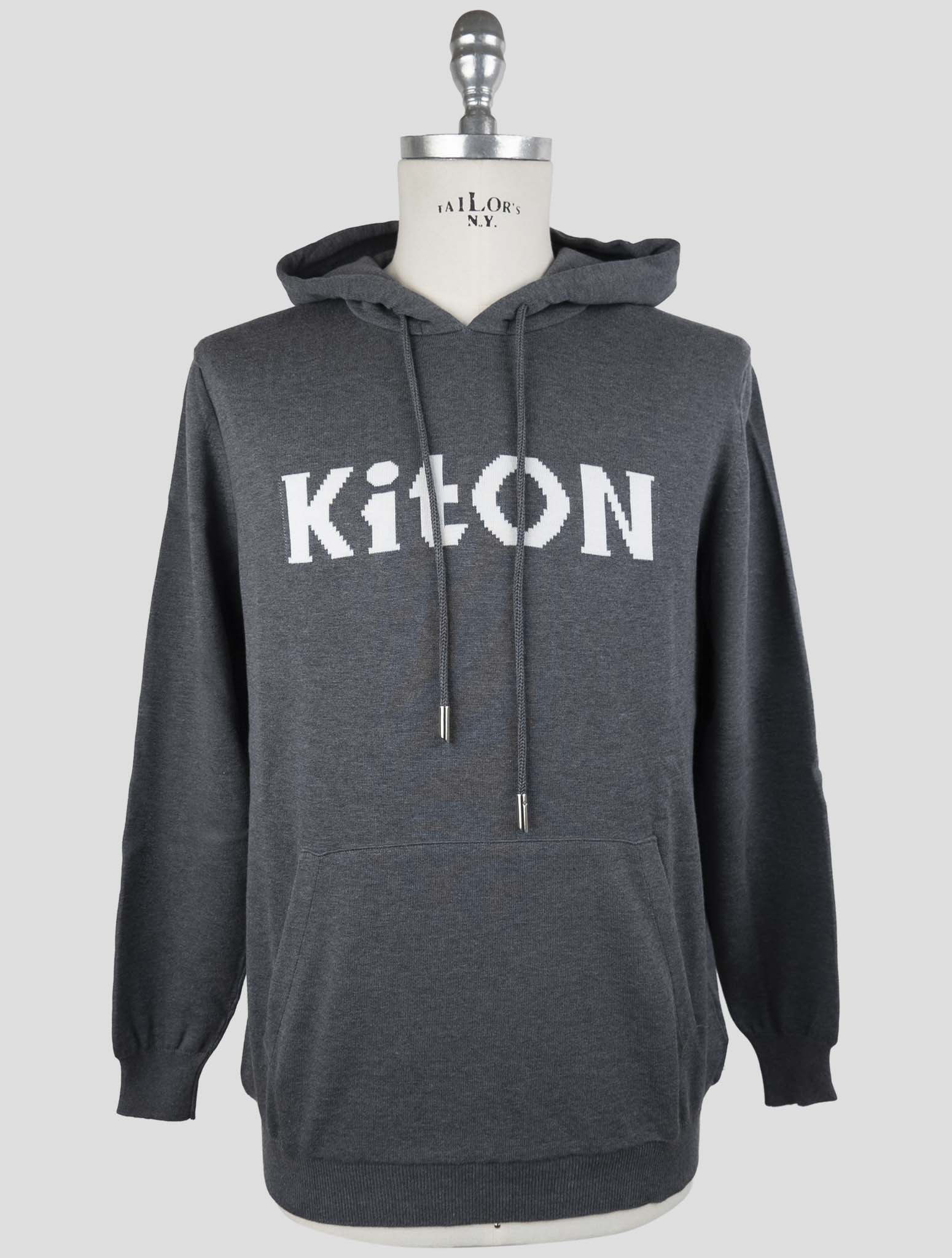 Kiton Gray Cotton Sweater Hoodie