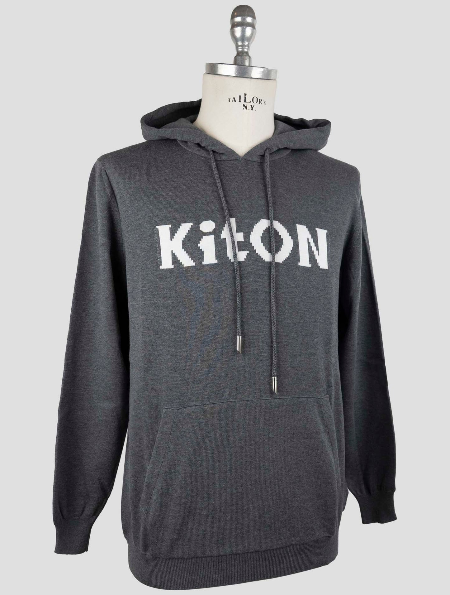 Kiton Gray Cotton Sweater Hoodie