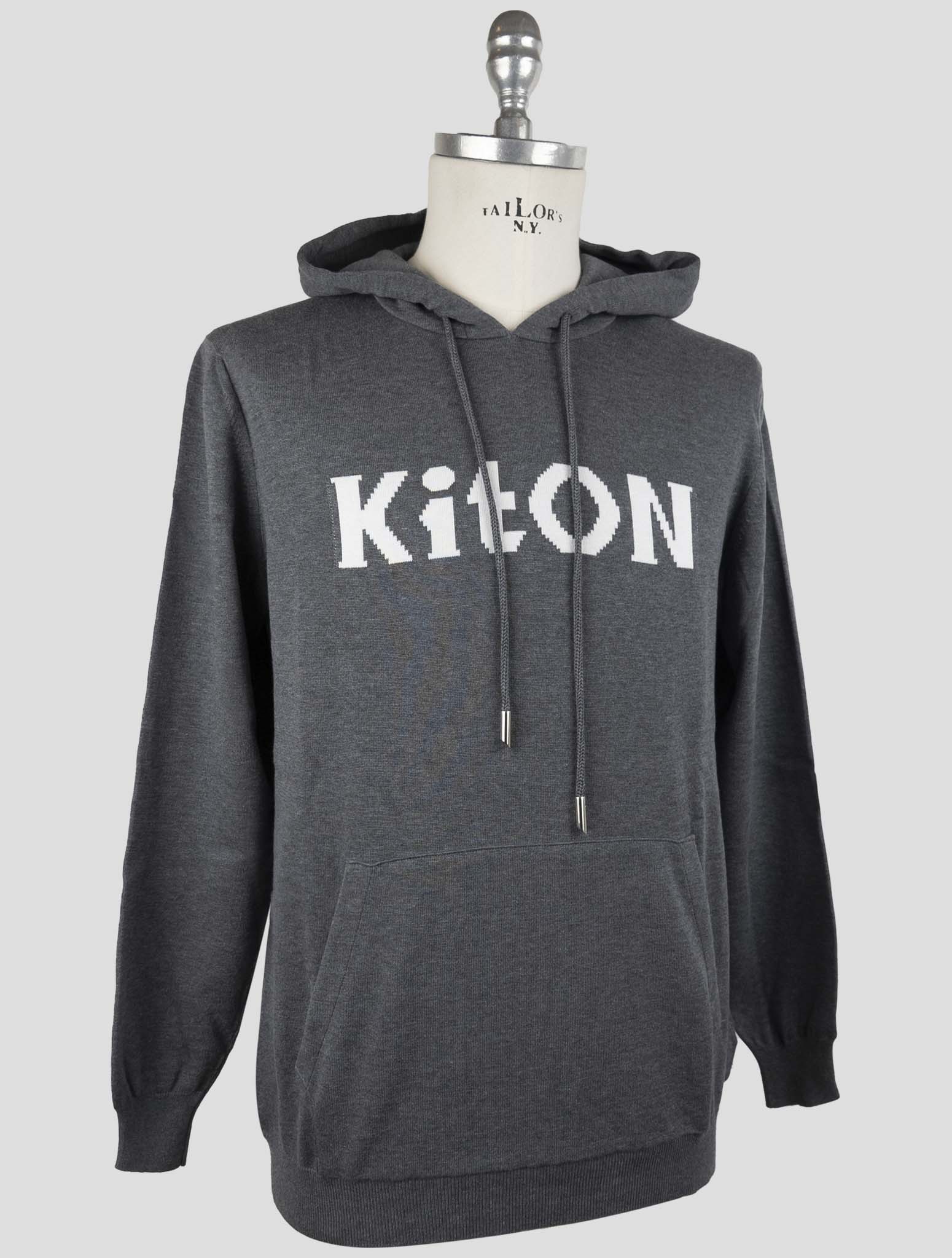 Kiton Gray Cotton Sweater Hoodie